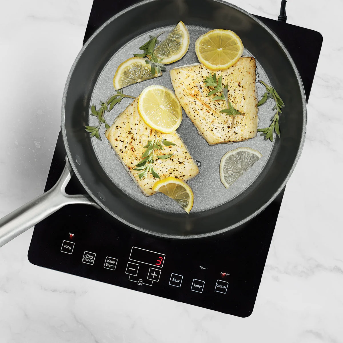 GP5 Colors Ceramic Nonstick 9.5" and 11" Frypan Set with Mirror Handles | Taupe - Image 7