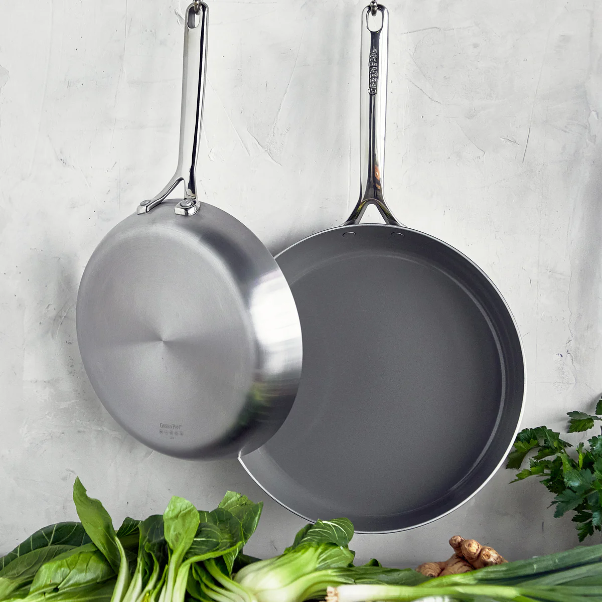 GP5 Stainless Steel 10" and 12" Frypan Set | Mirror Handles - Image 2