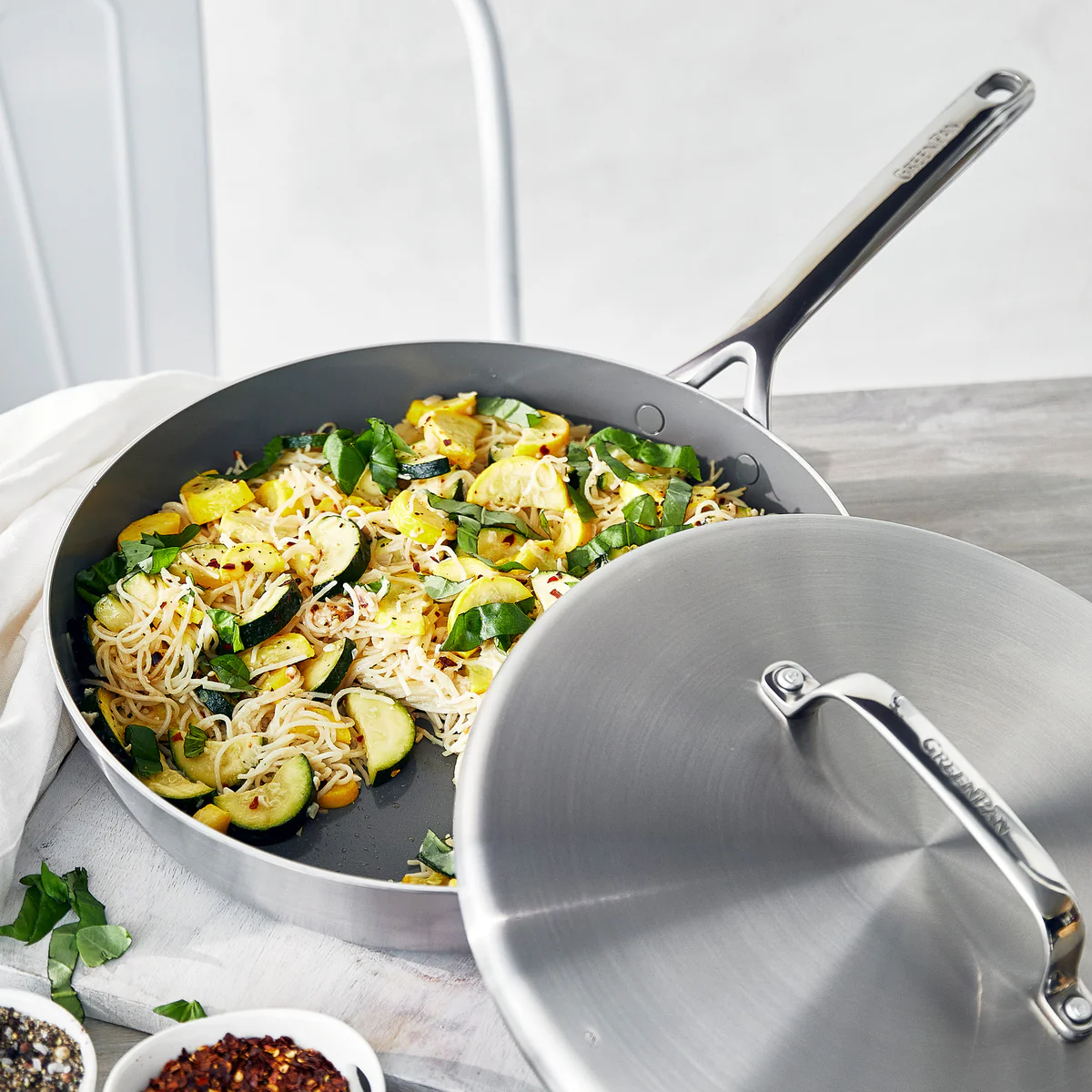 GP5 Stainless Steel 12" Frypan with Lid | Mirror Handles - Image 3