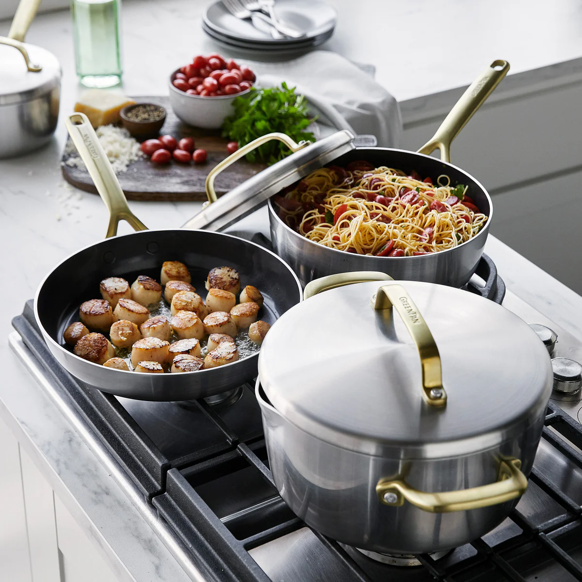 GP5 Stainless Steel 10-Piece Cookware Set | Champagne Handles - Image 3