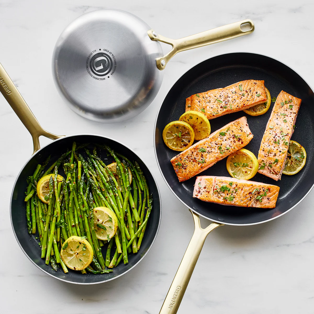 GP5 Stainless Steel 8", 10" and 12" Frypan Set | Champagne Handles - Image 5