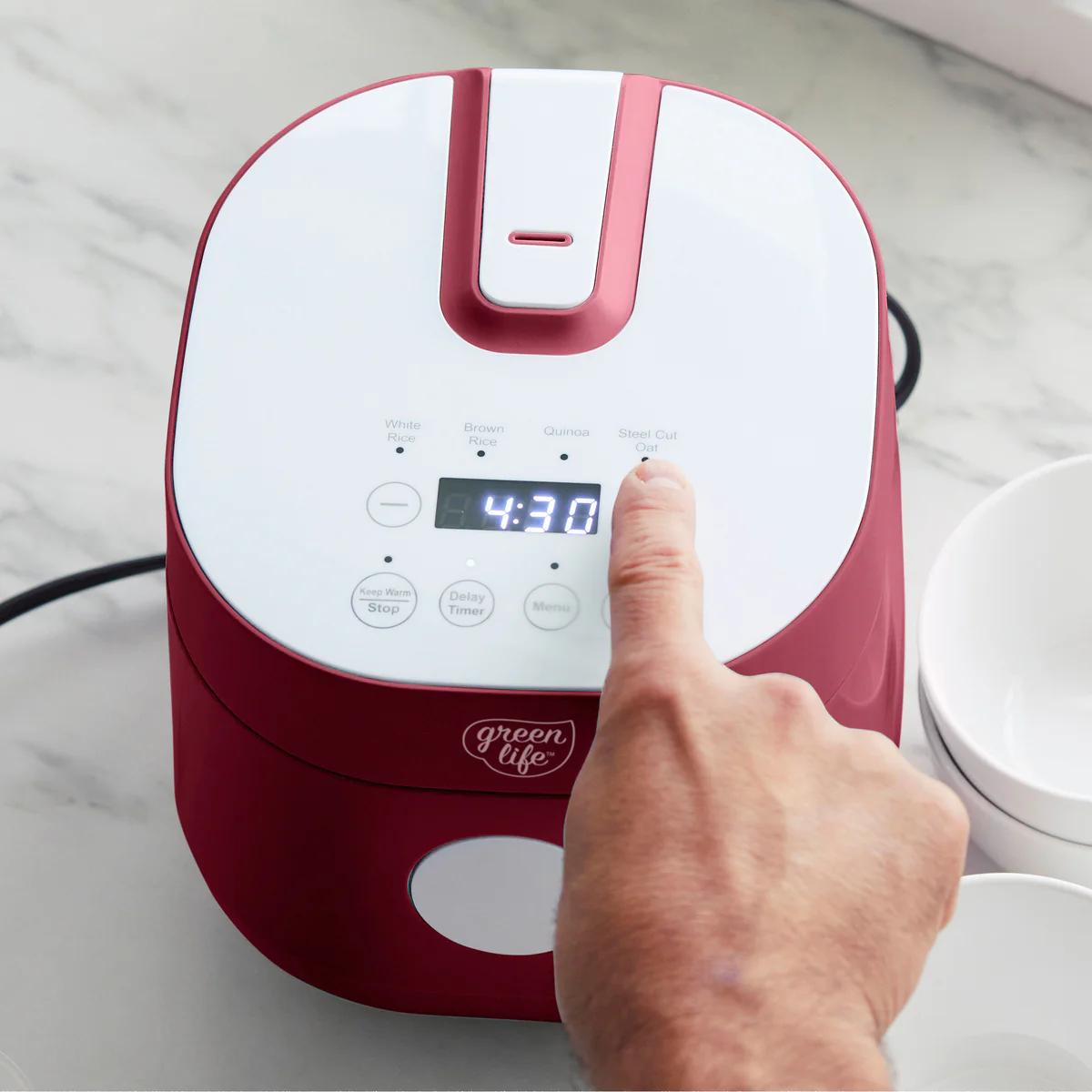 GreenLife 4-Cup Rice & Grains Cooker | Red - Image 4
