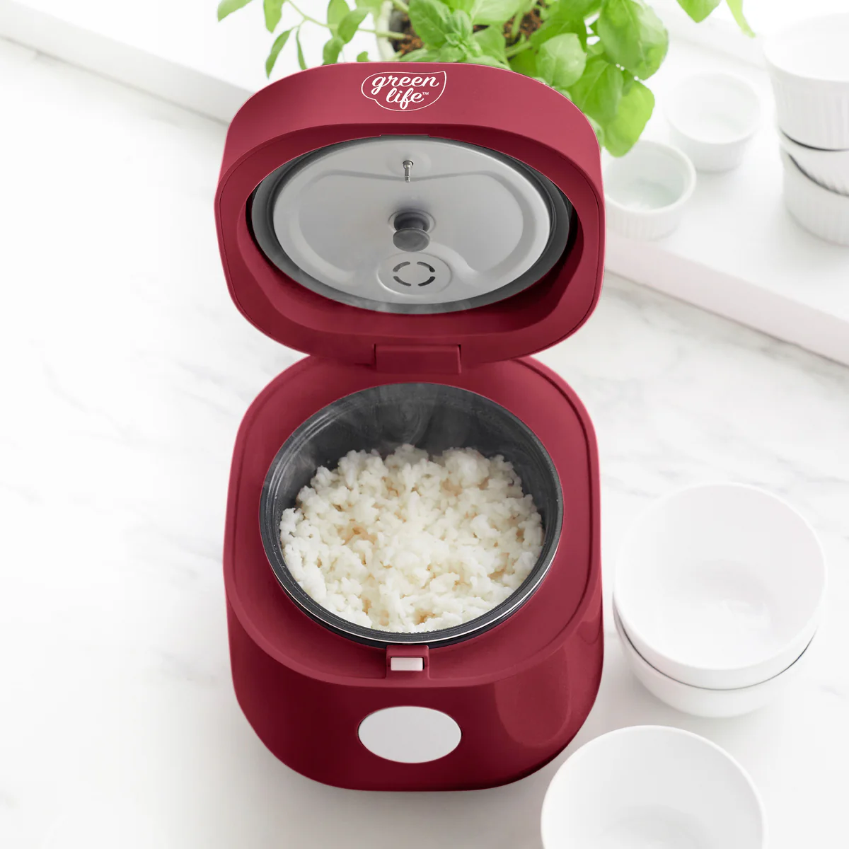 GreenLife 4-Cup Rice & Grains Cooker | Red - Image 5