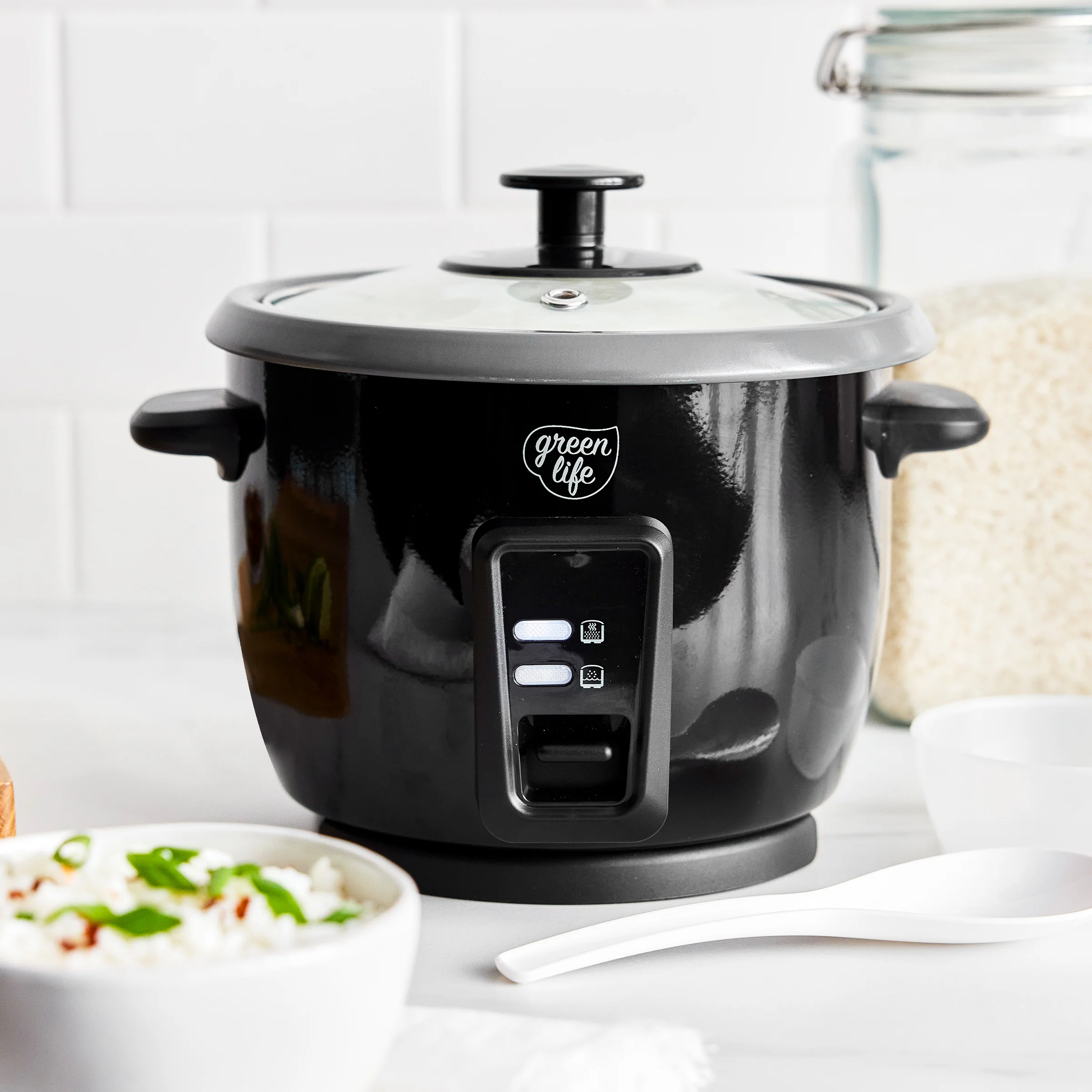 GreenLife 6-Cup Rice Cooker | Black - Image 2