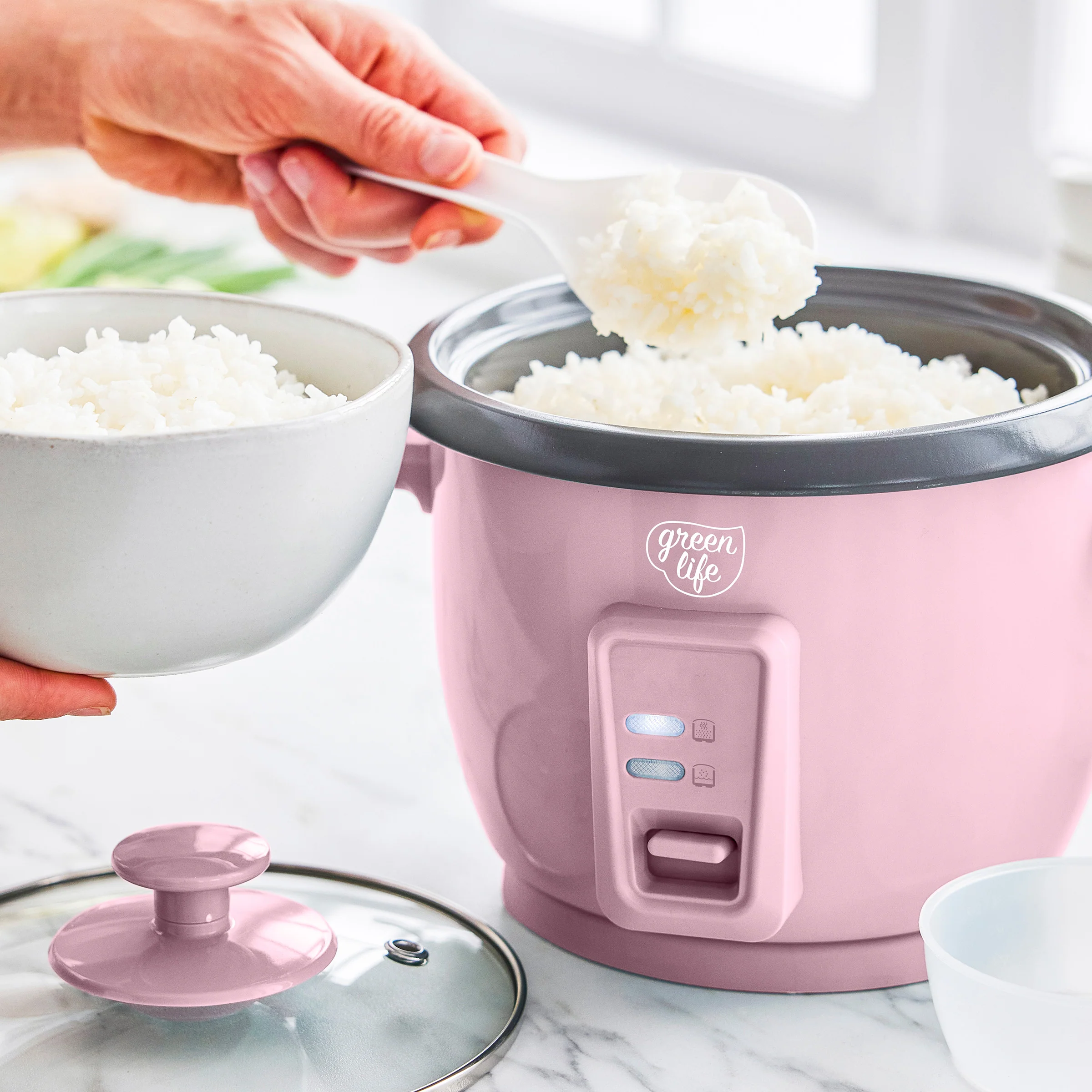 GreenLife 6-Cup Rice Cooker | Pink - Image 7