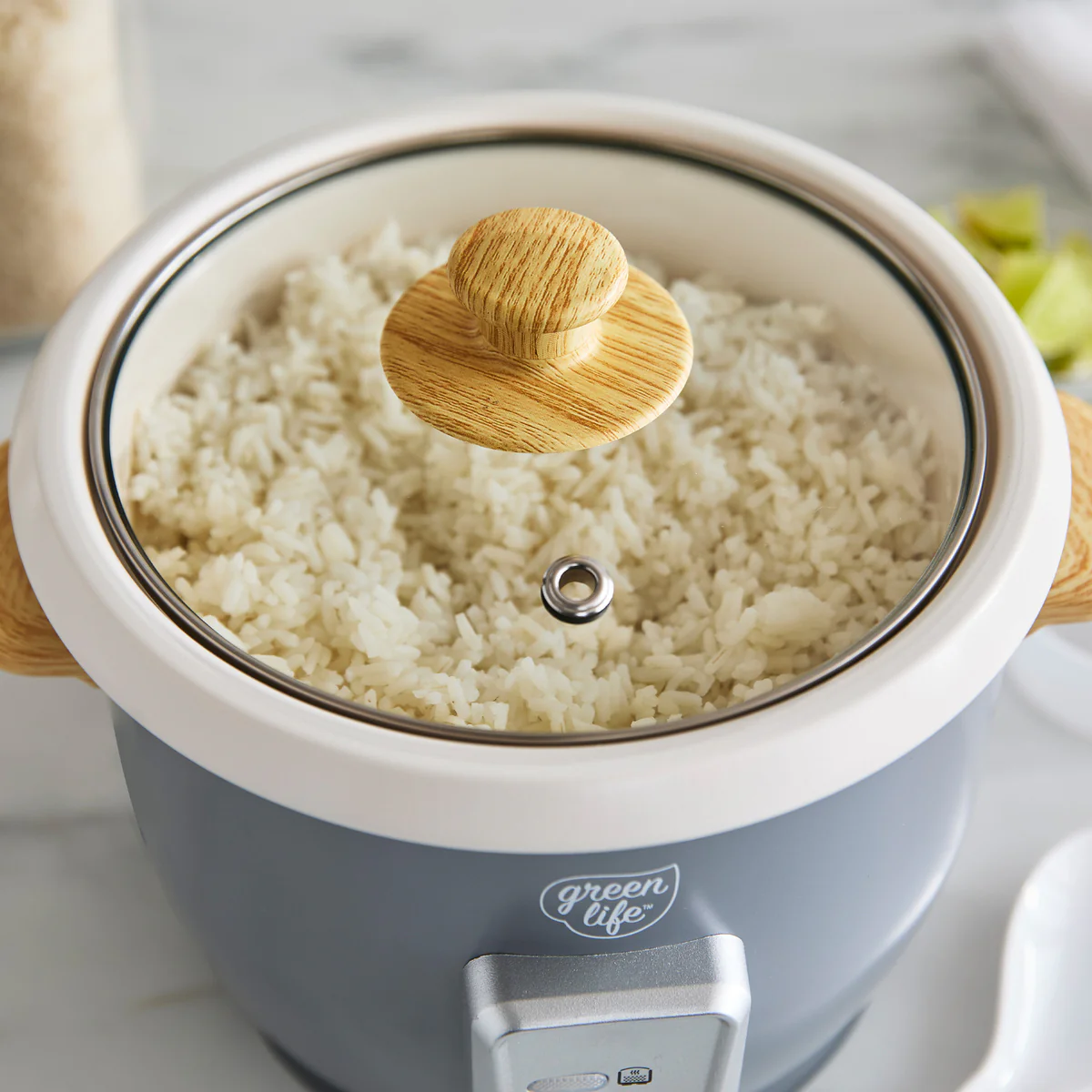 GreenLife 6-Cup Rice Cooker | Quartz Gray - Image 4