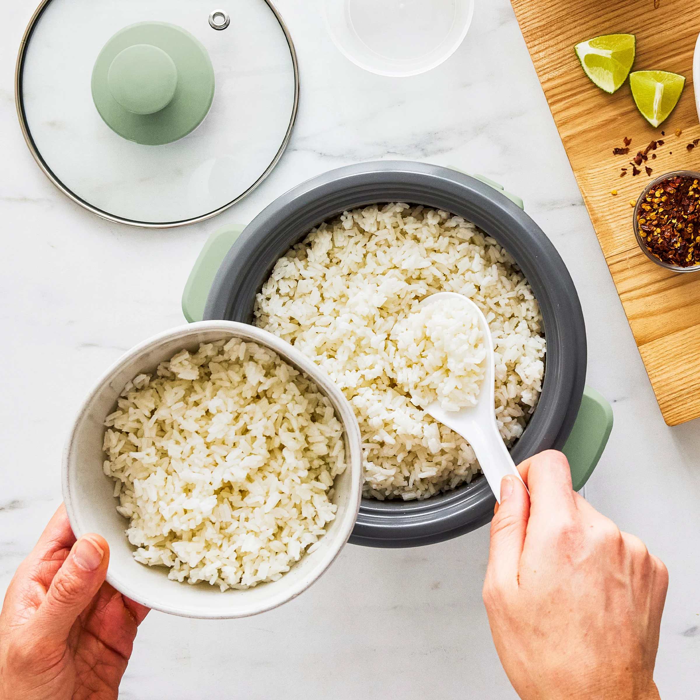 GreenLife 6-Cup Rice Cooker | Sage Green - Image 4