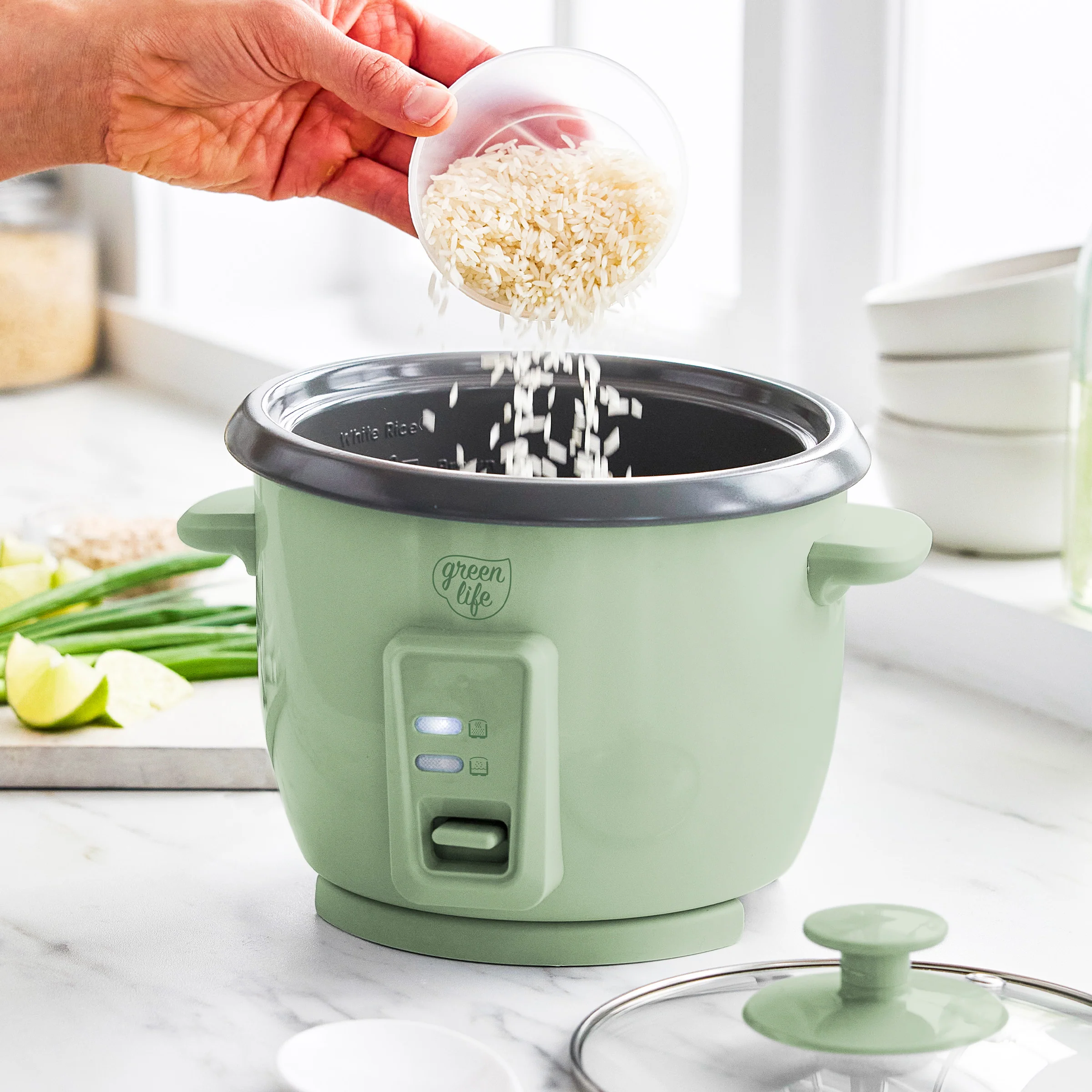 GreenLife 6-Cup Rice Cooker | Sage Green - Image 5