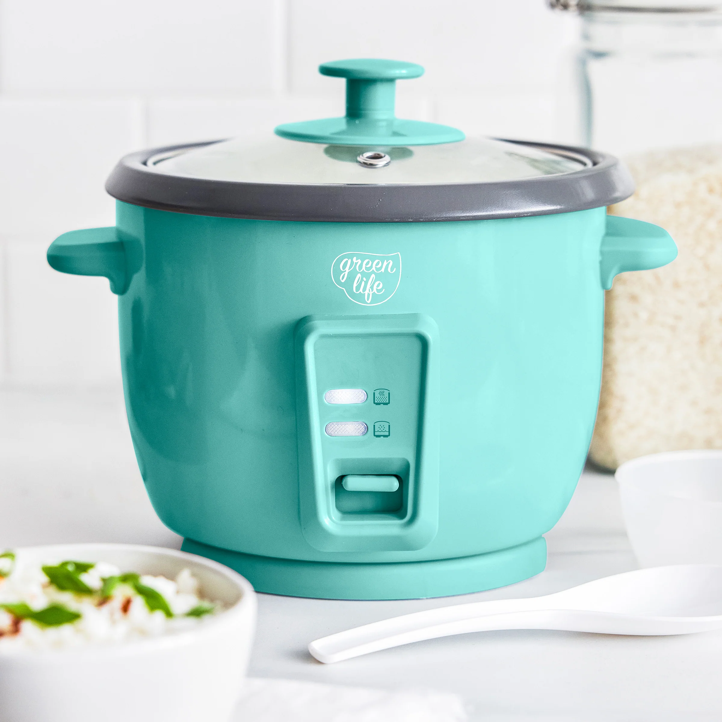 GreenLife 6-Cup Rice Cooker | Turquoise - Image 2