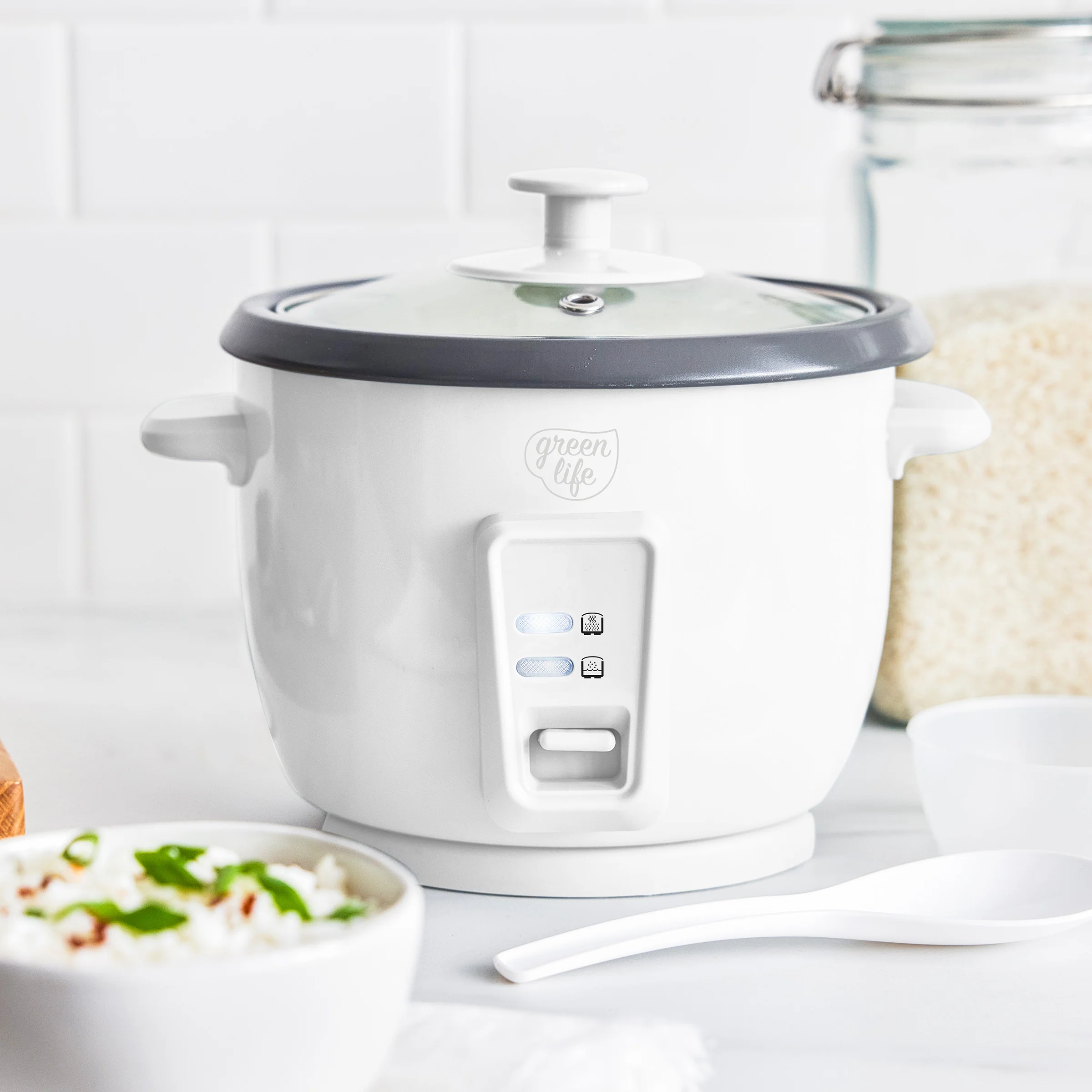 GreenLife 6-Cup Rice Cooker | White - Image 2