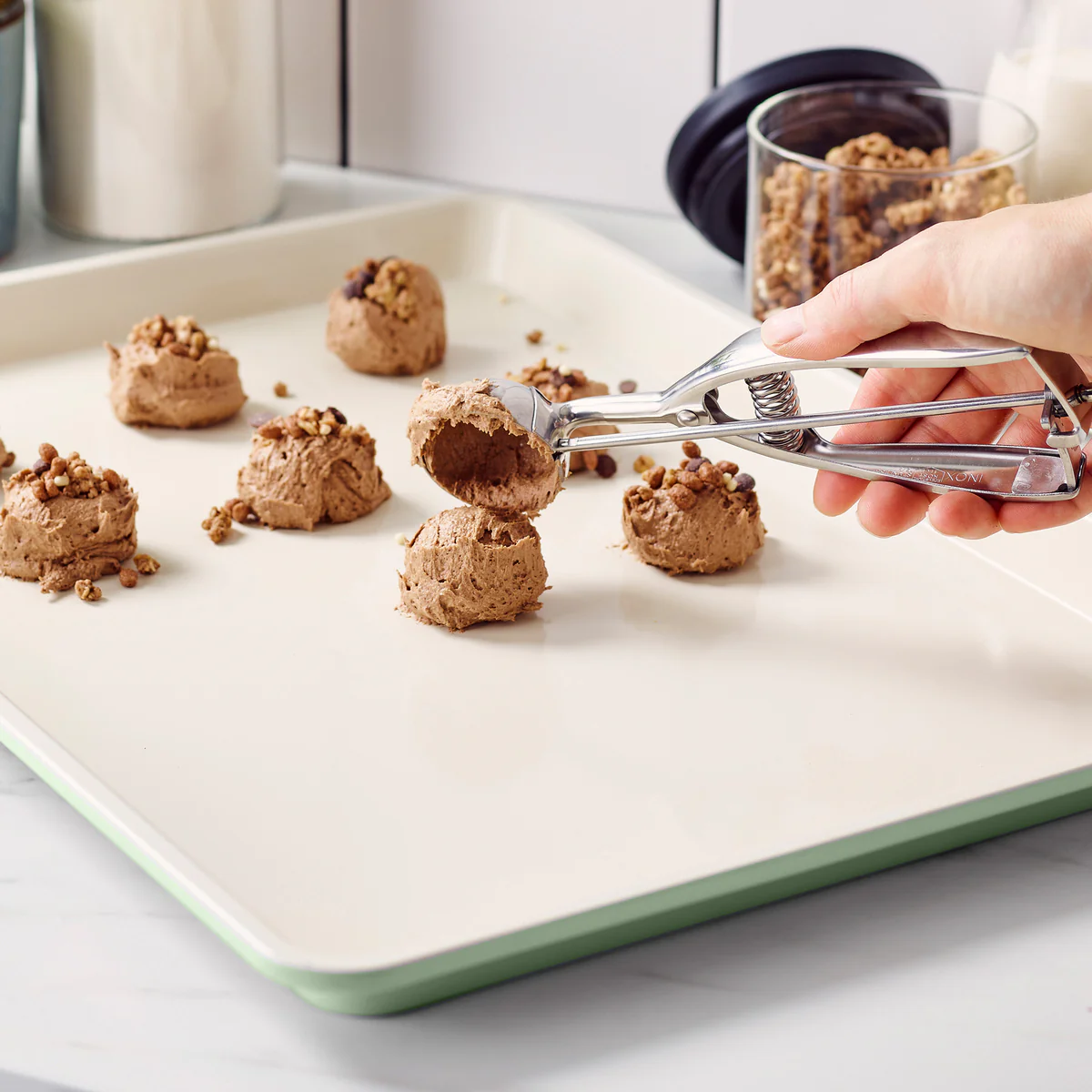 GreenLife Ceramic Nonstick 18" x 13" Cookie Sheet | Sage Green - Image 4
