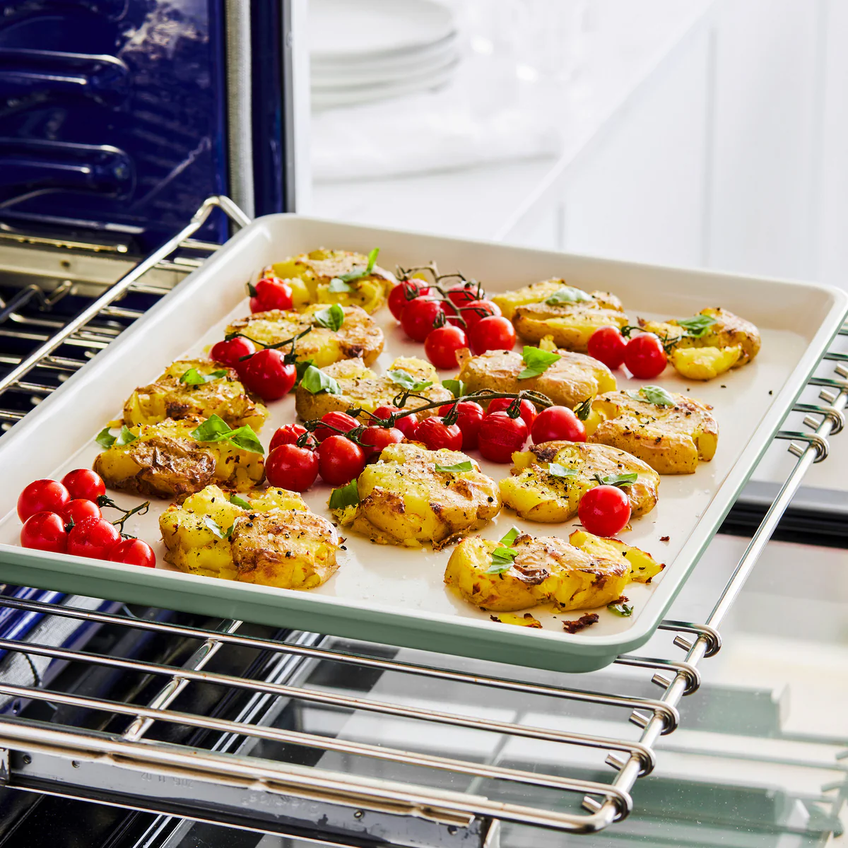 GreenLife Ceramic Nonstick 18" x 13" Cookie Sheet | Sage Green - Image 7