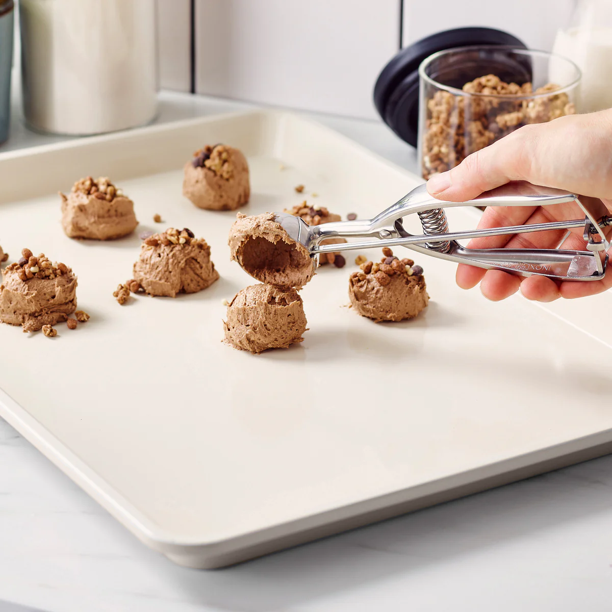 GreenLife Ceramic Nonstick 18" x 13" Cookie Sheet | Taupe - Image 4