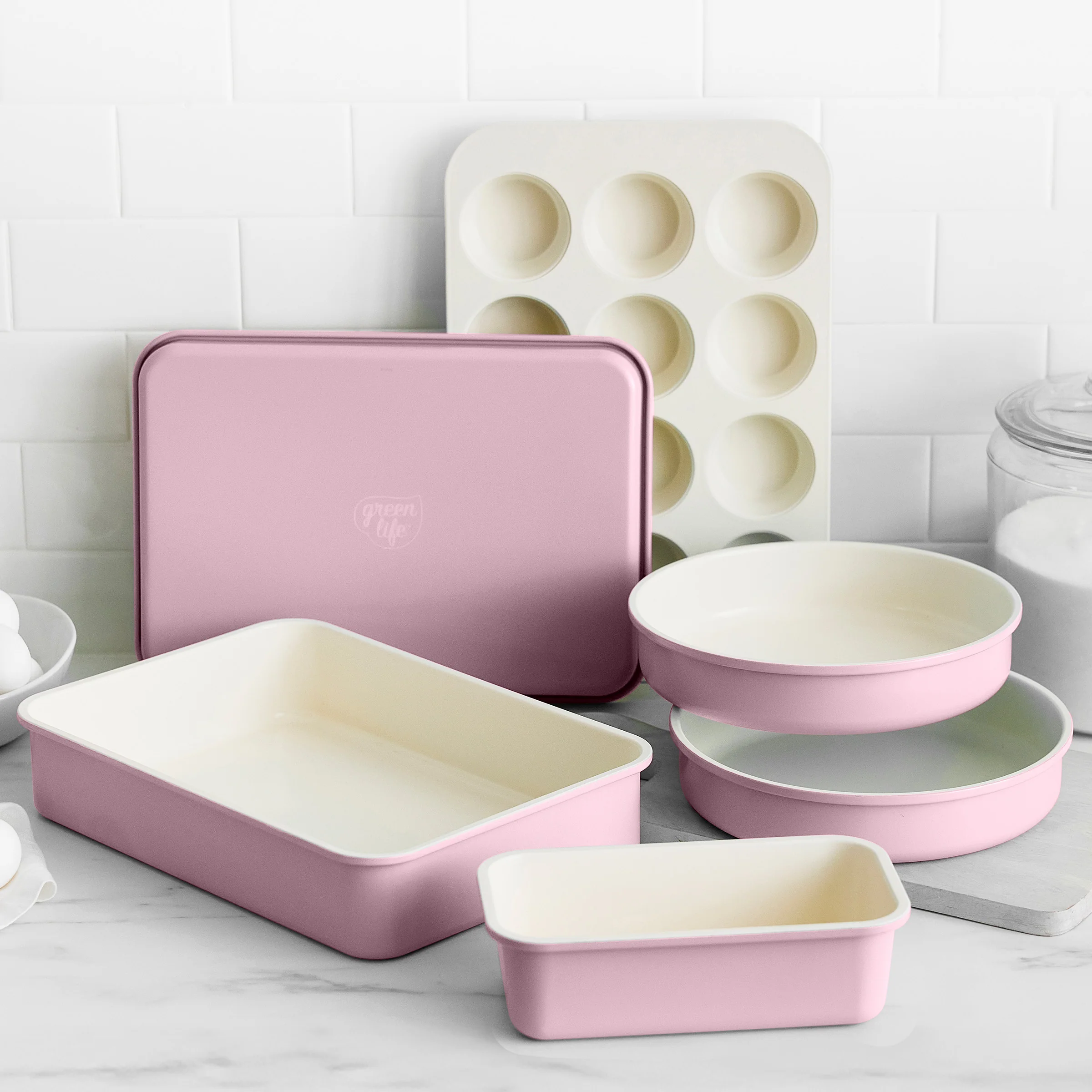 GreenLife Ceramic Nonstick 6-Piece Bakeware Set | Pink - Image 2