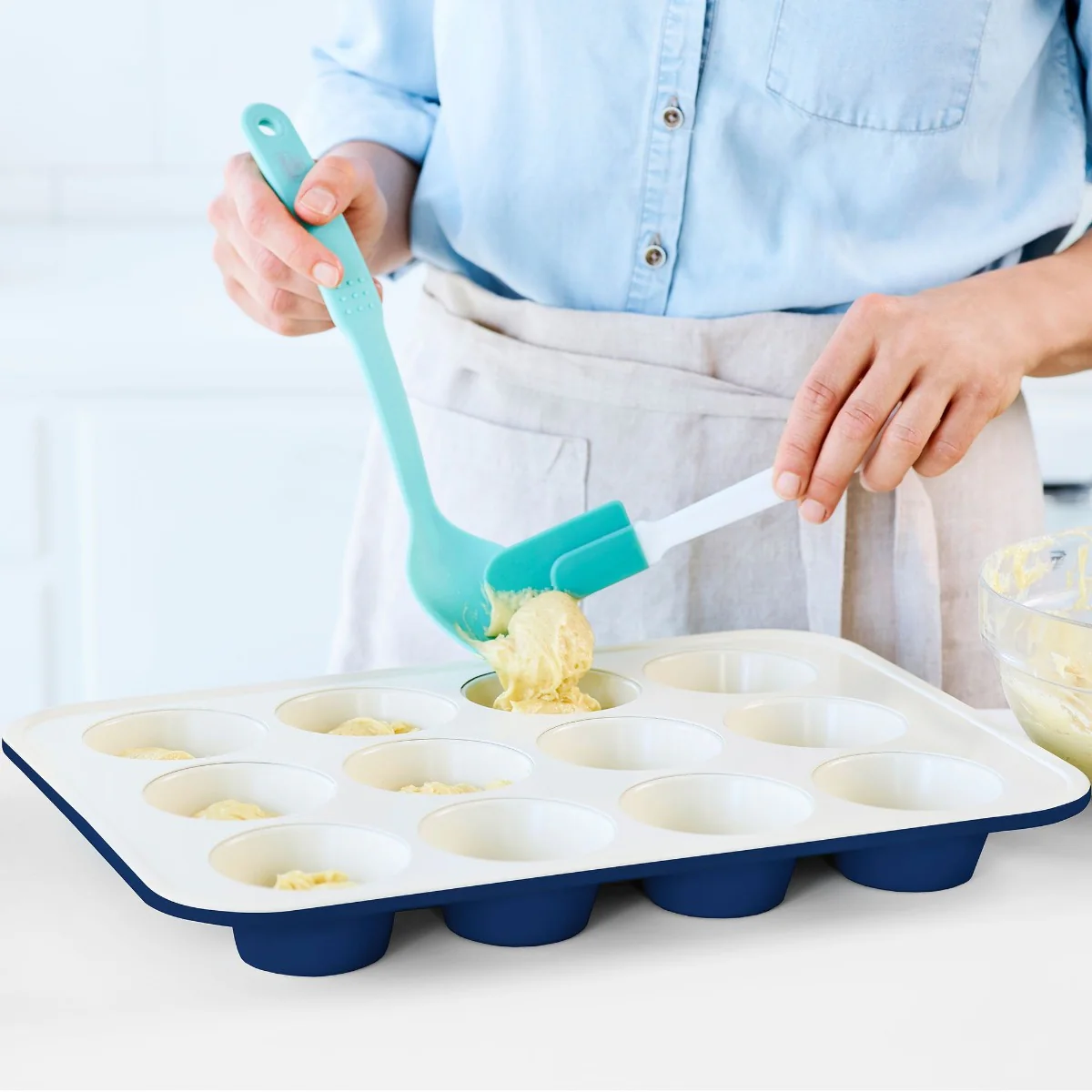 GreenLife Ceramic Nonstick Muffin Pan | Navy - Image 3