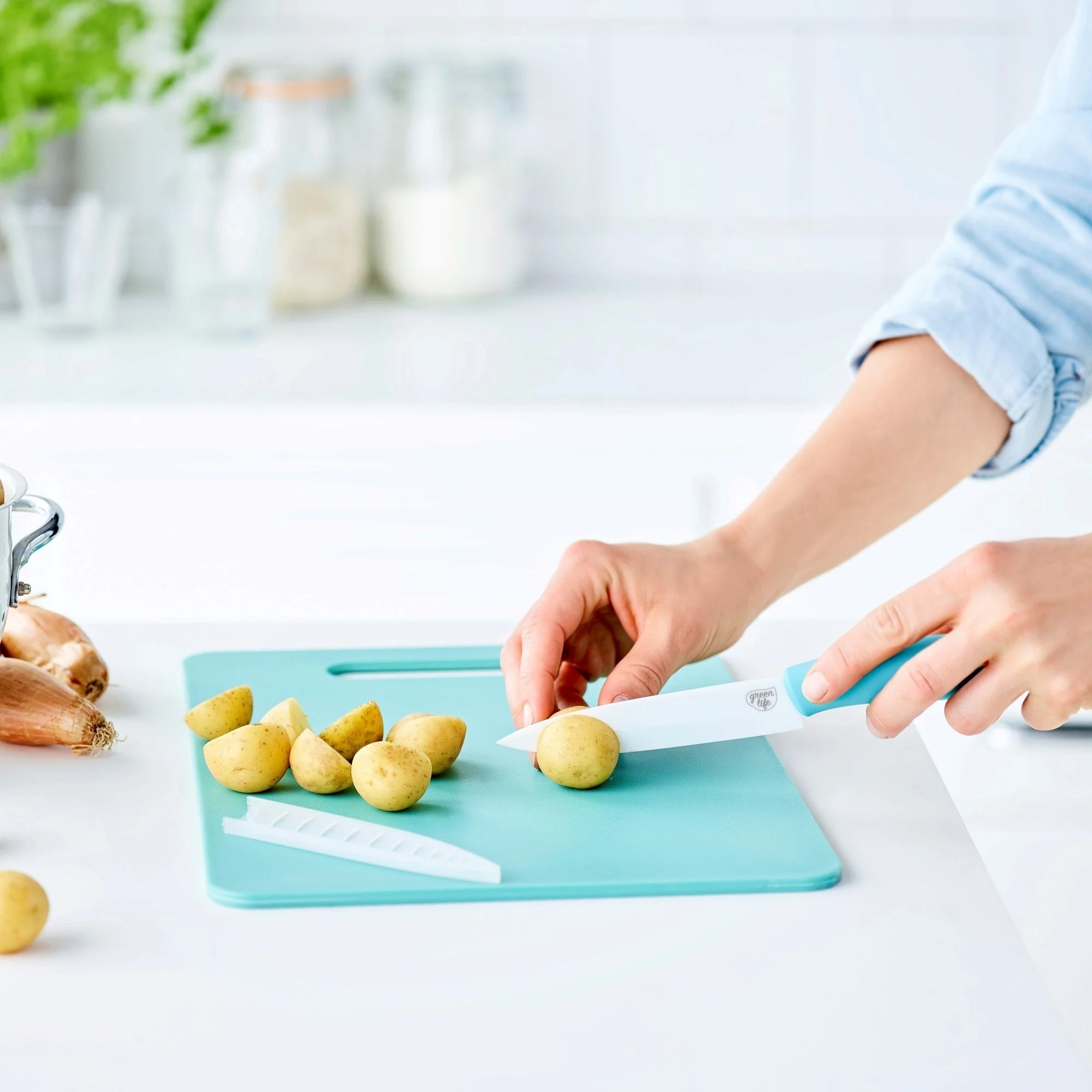 GreenLife Cutting Board Set | Turquoise - Image 4