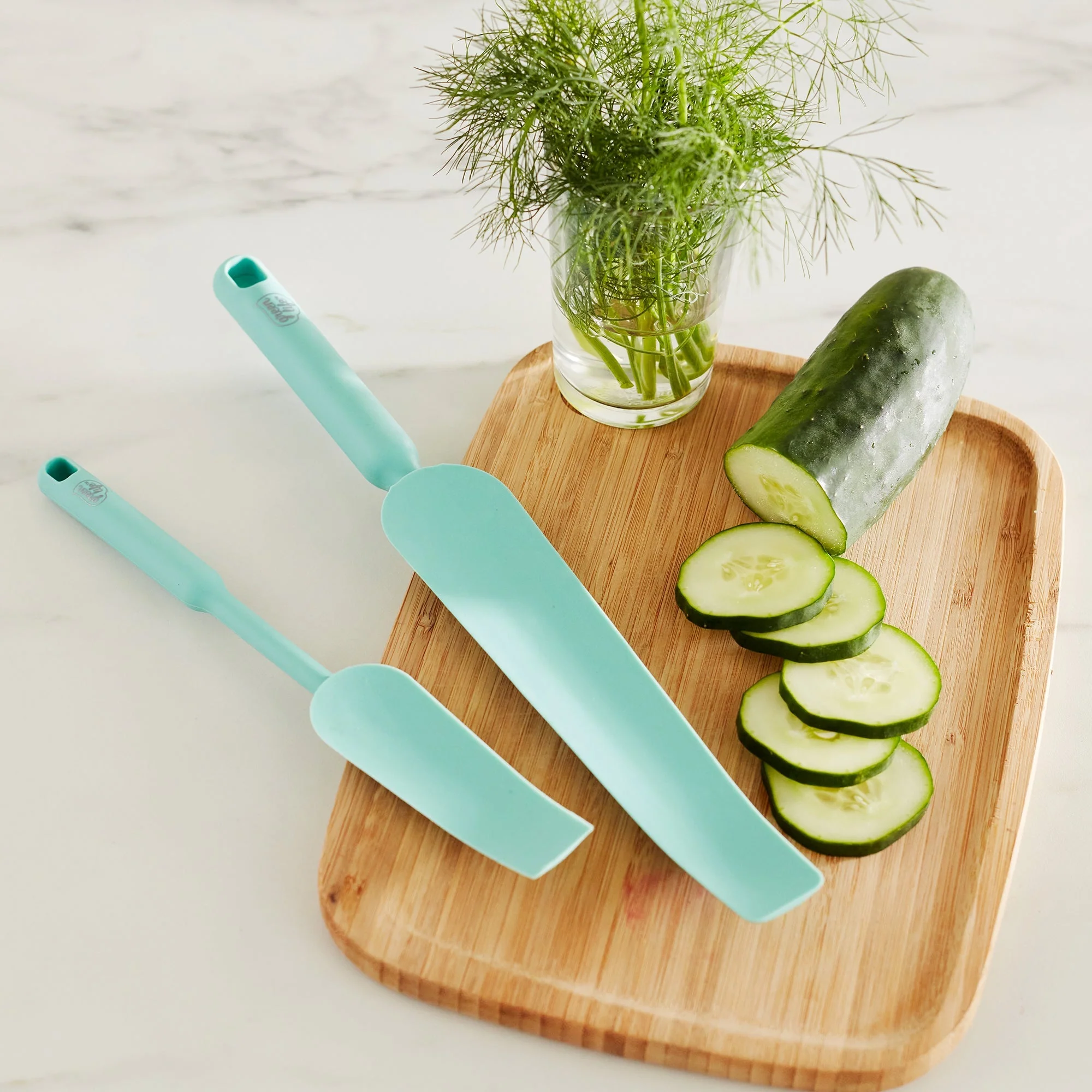 GreenLife Easy Reach Silicone Spatula, 2-Piece Set | Turquoise - Image 2