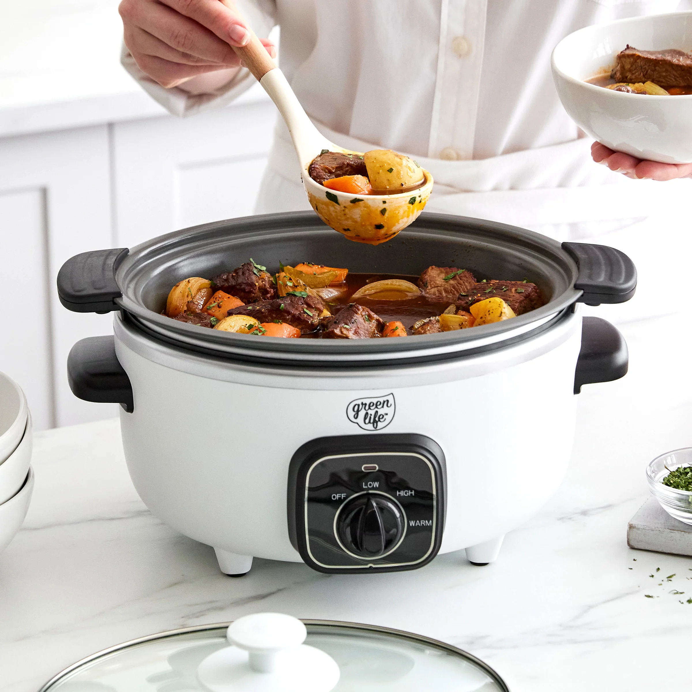 GreenLife Healthy 3.5-Quart Slow Cooker | White - Image 3