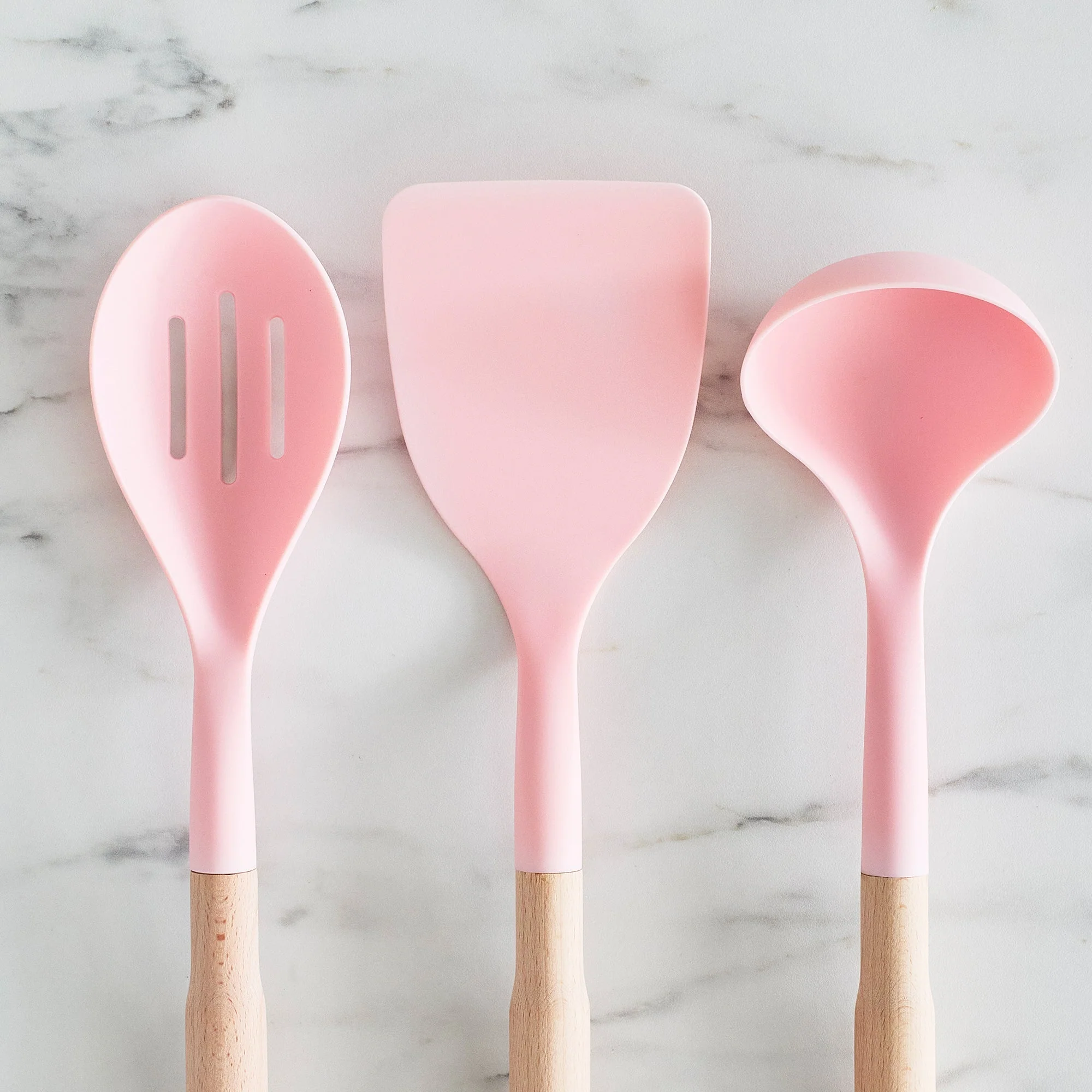 GreenLife Nylon & Wood Cooking Utensils with Ceramic Crock, 7-Piece Set | Pink - Image 4