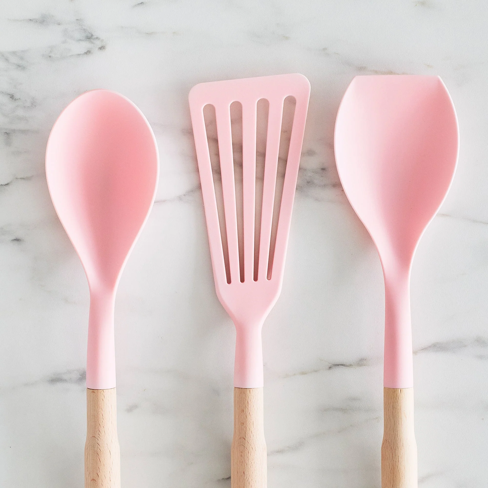 GreenLife Nylon & Wood Cooking Utensils with Ceramic Crock, 7-Piece Set | Pink - Image 5