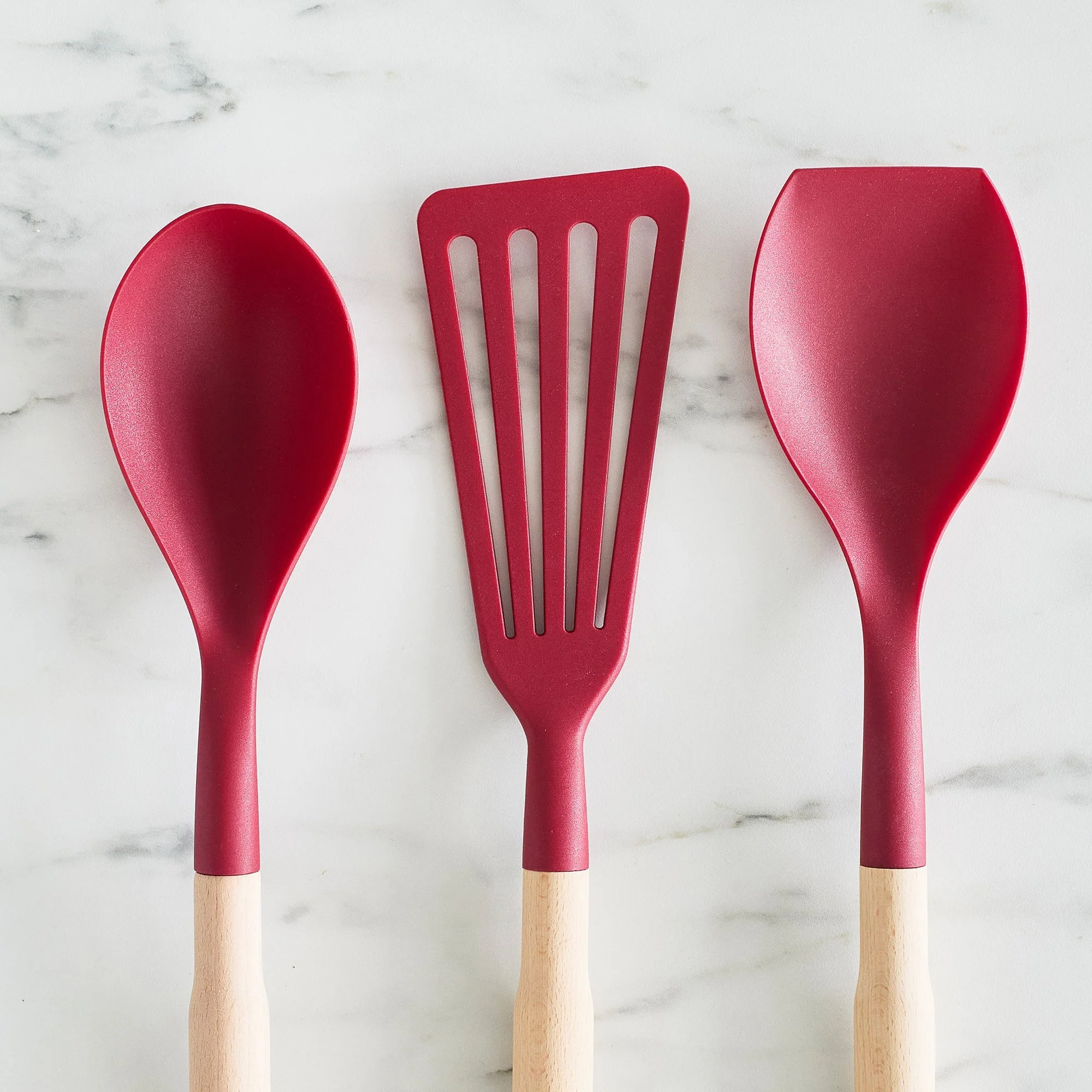 GreenLife Nylon & Wood Cooking Utensils with Ceramic Crock, 7-Piece Set | Red - Image 5