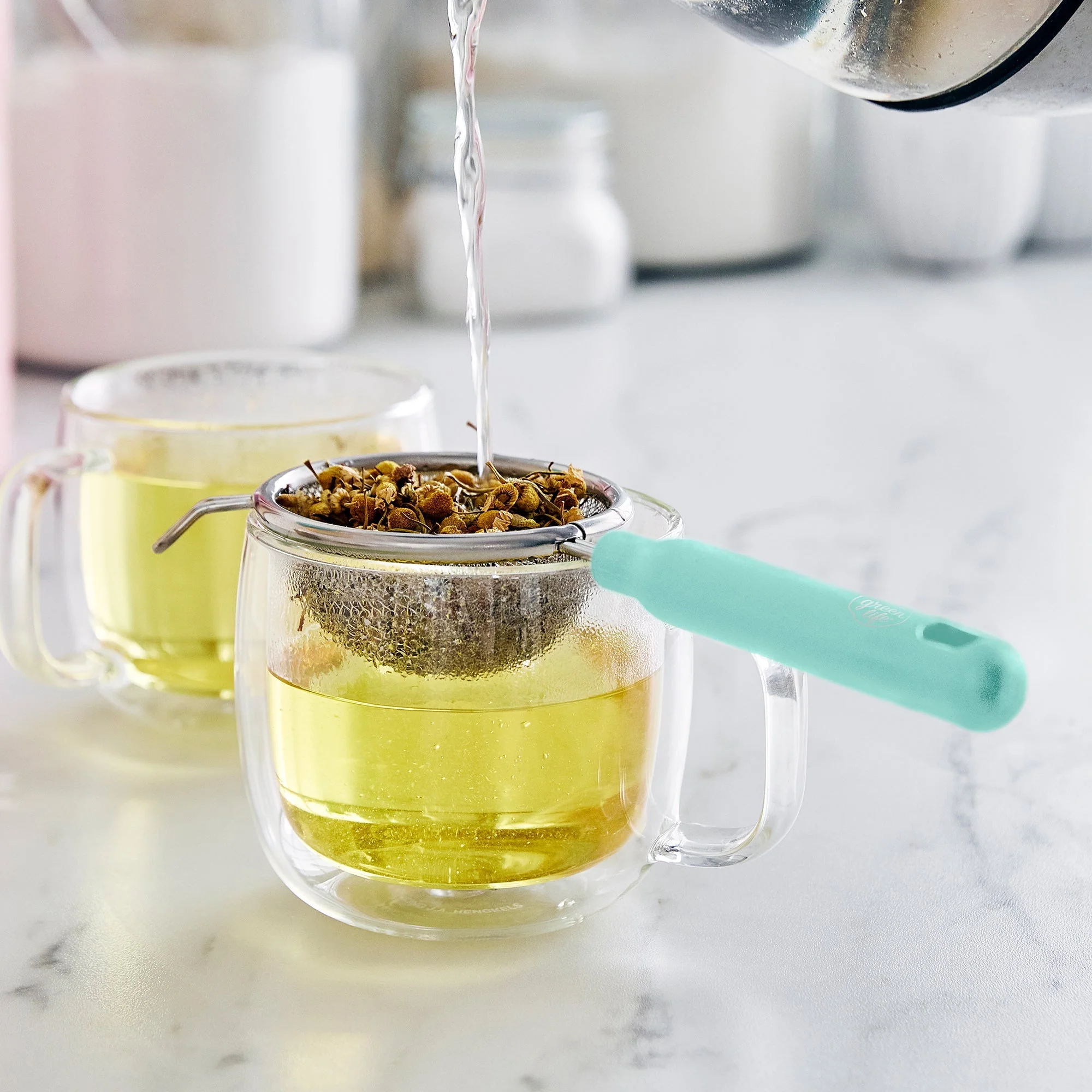 GreenLife Stainless Steel Mesh Strainers, Set of 4 | Turquoise - Image 4