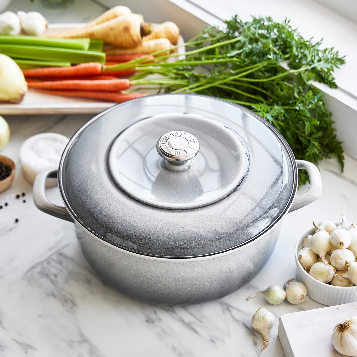 Merten & Storck Enameled Iron 1873 Dutch Oven, 7-Quart | Cloud Gray - Image 2