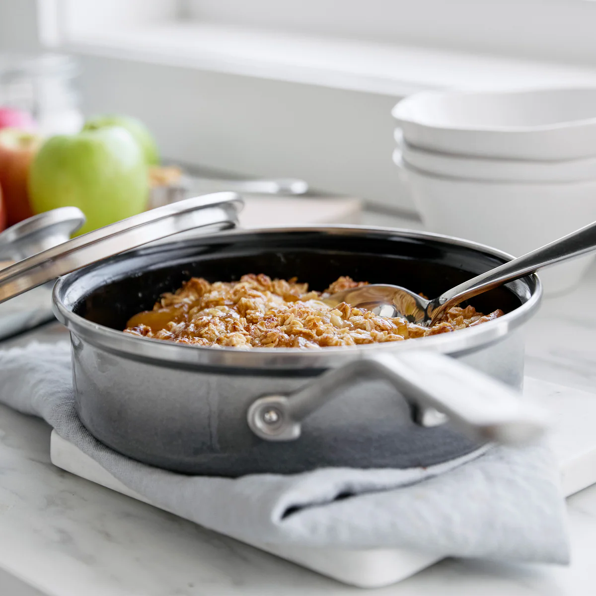 Merten & Storck Steel Core Enameled 2-Quart Sauté Pan with Lid | Cloud Gray - Image 5