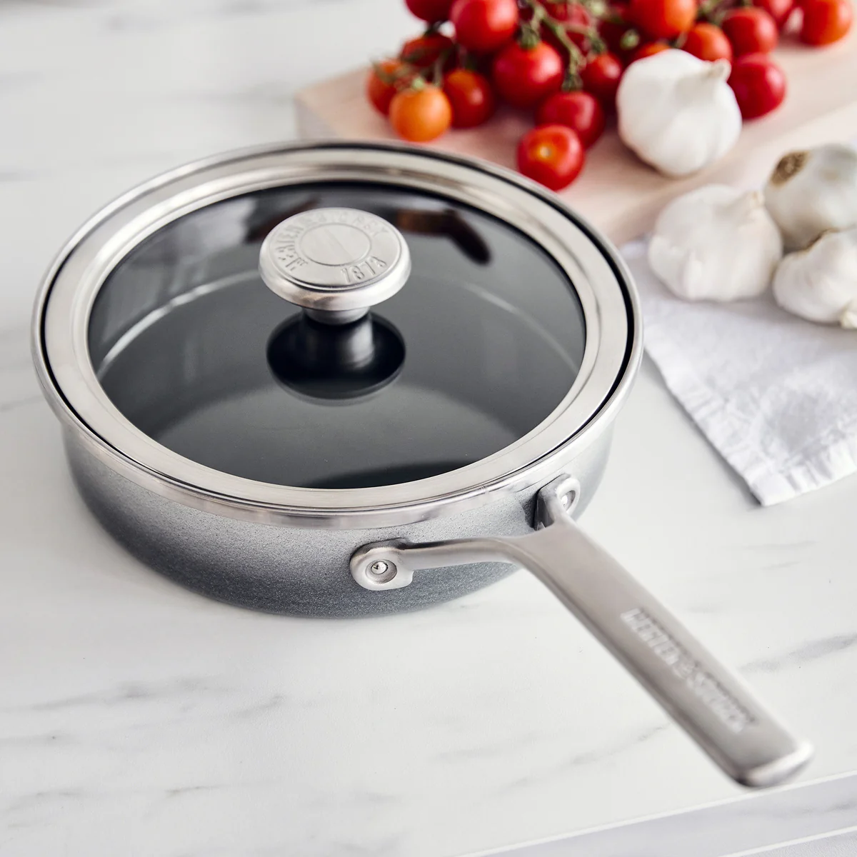 Merten & Storck Steel Core Enameled 2-Quart Sauté Pan with Lid | Cloud Gray - Image 7