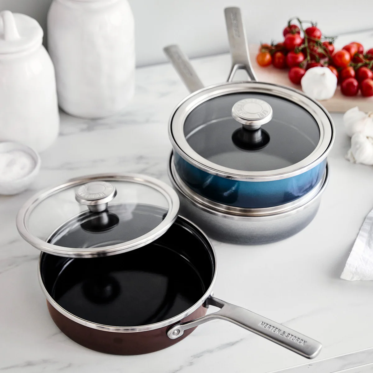 Merten & Storck Steel Core Enameled 2-Quart Sauté Pan with Lid | Cloud Gray - Image 9