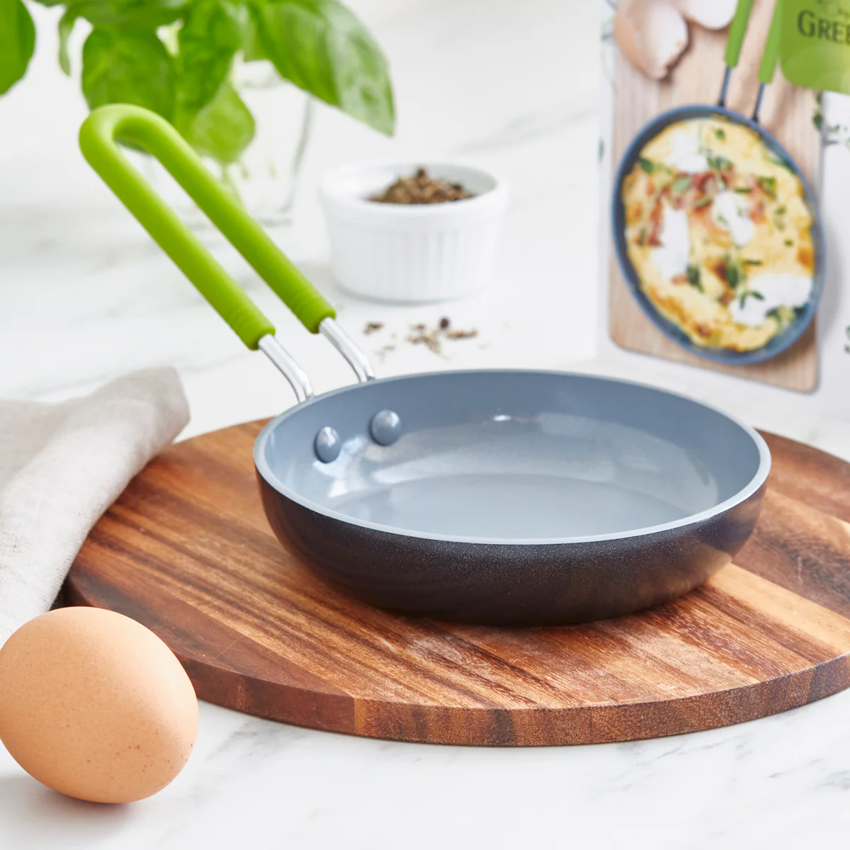 Mini Ceramic Nonstick 5" Round Frypan | Green - Image 2