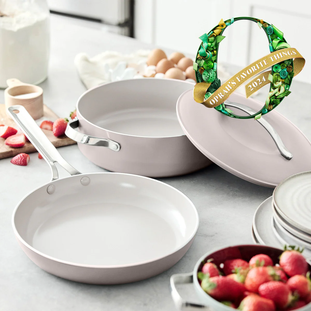 Nova Ceramic Nonstick 3-Piece Cookware Set | Clay - Image 2