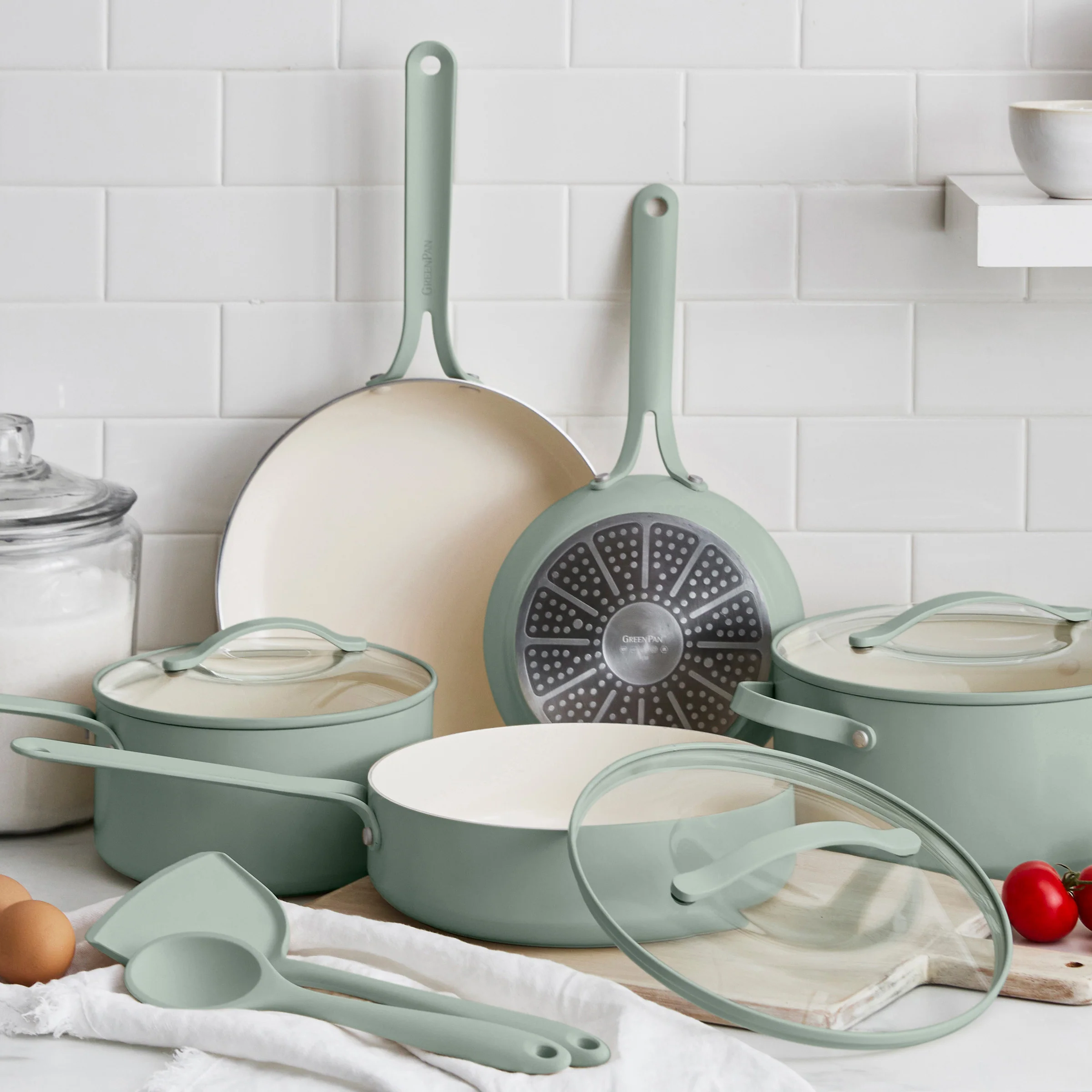 Nova Gallery Ceramic Nonstick 10-Piece Cookware Set | Pistachio - Image 2
