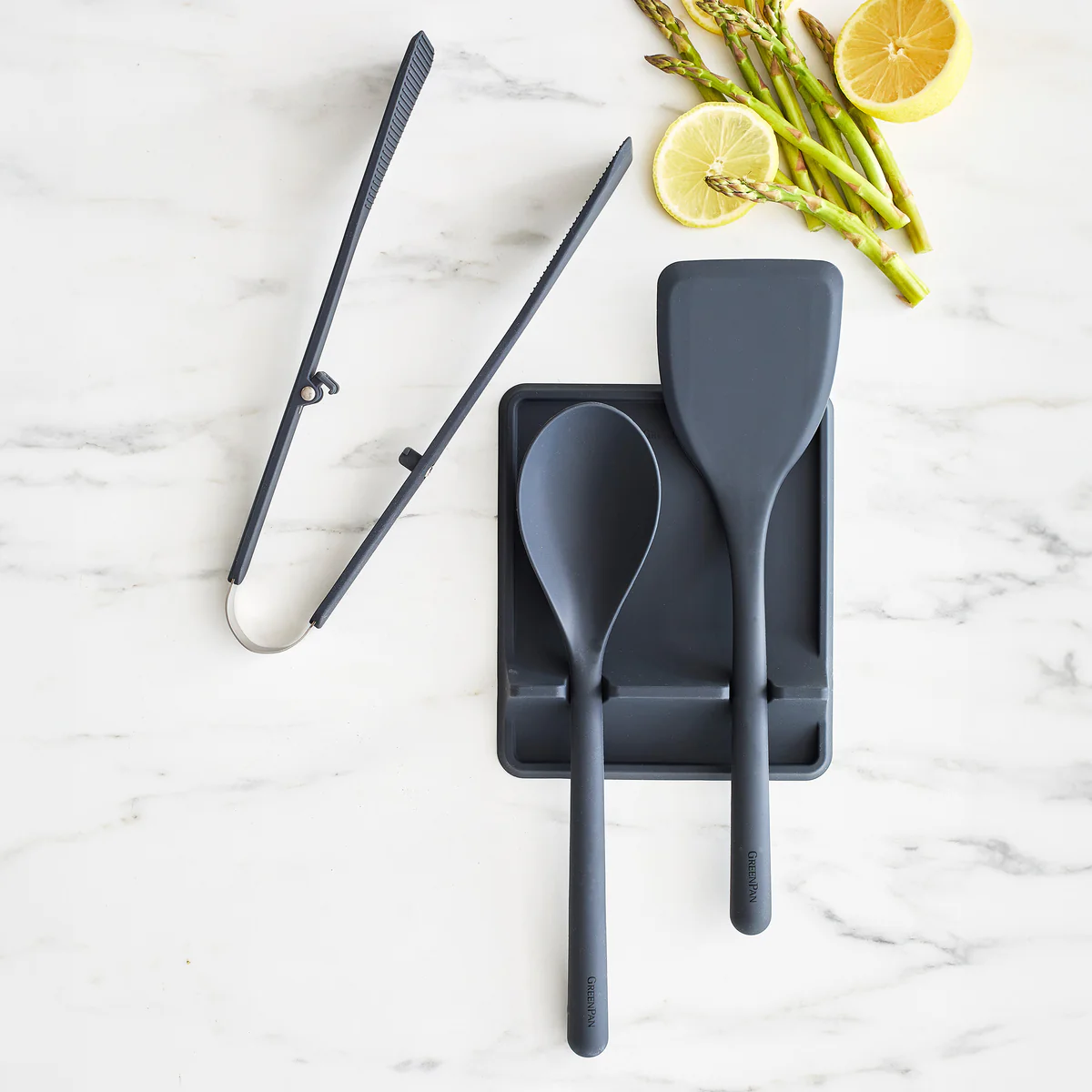 Platinum Silicone 4-Piece Utensil and Tool Rest Set | Gray - Image 2