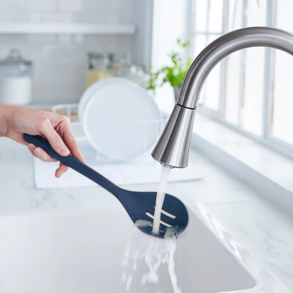 Platinum Silicone Slotted Spoon | Navy - Image 4