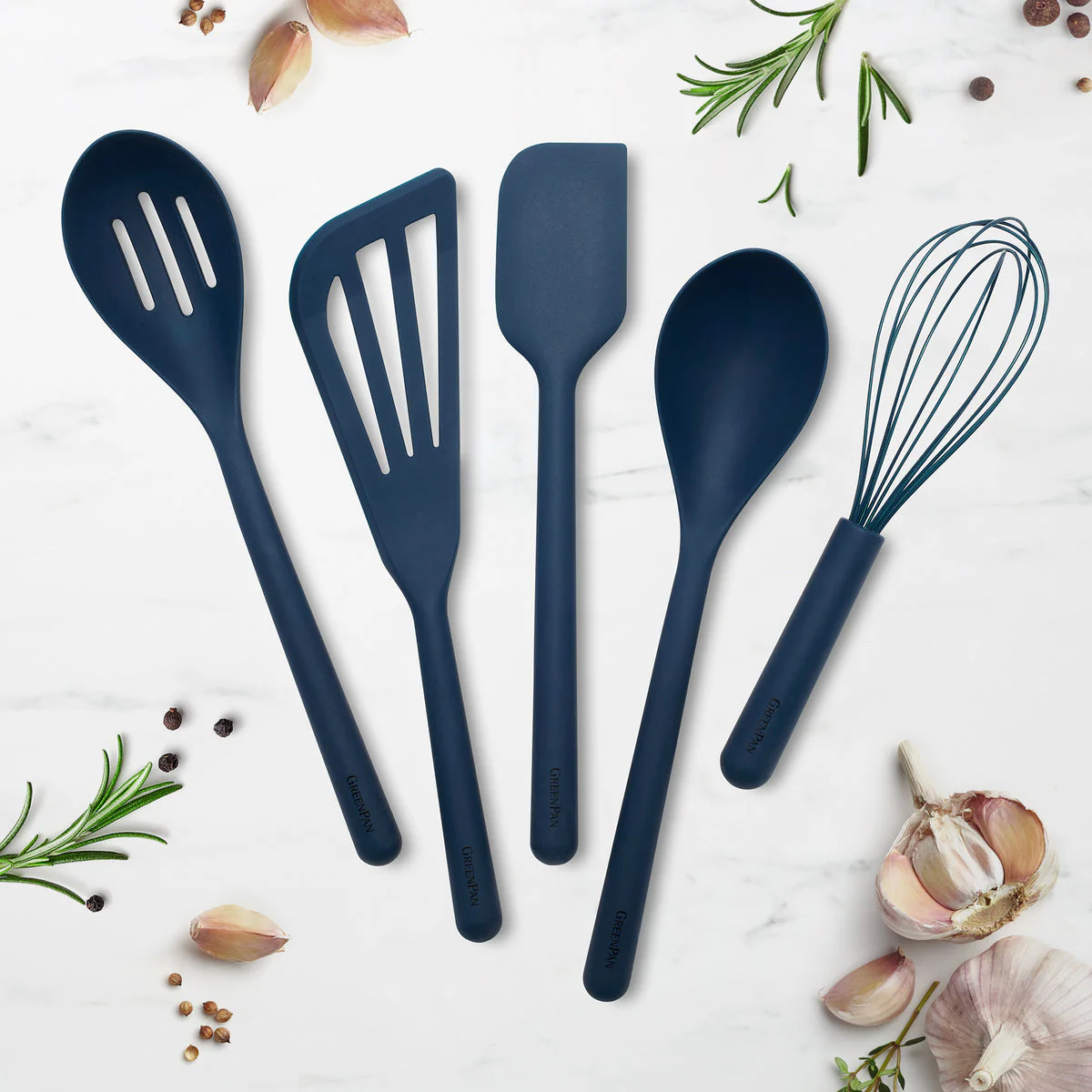 Platinum Silicone Tools 5-Piece Utensil Set | Navy - Image 2