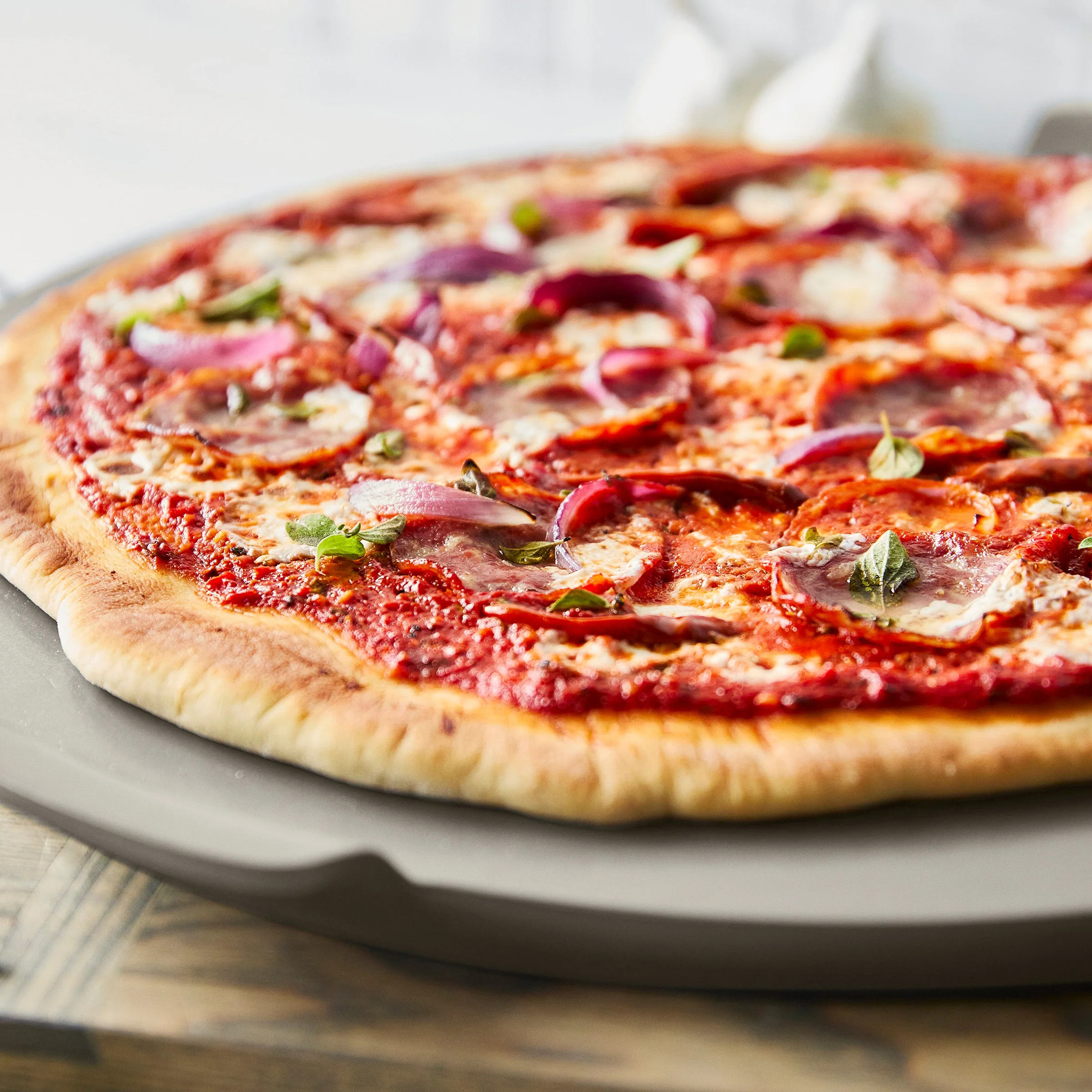 Premiere Ovenware 16.5" Round Pizza Baker | Taupe - Image 5