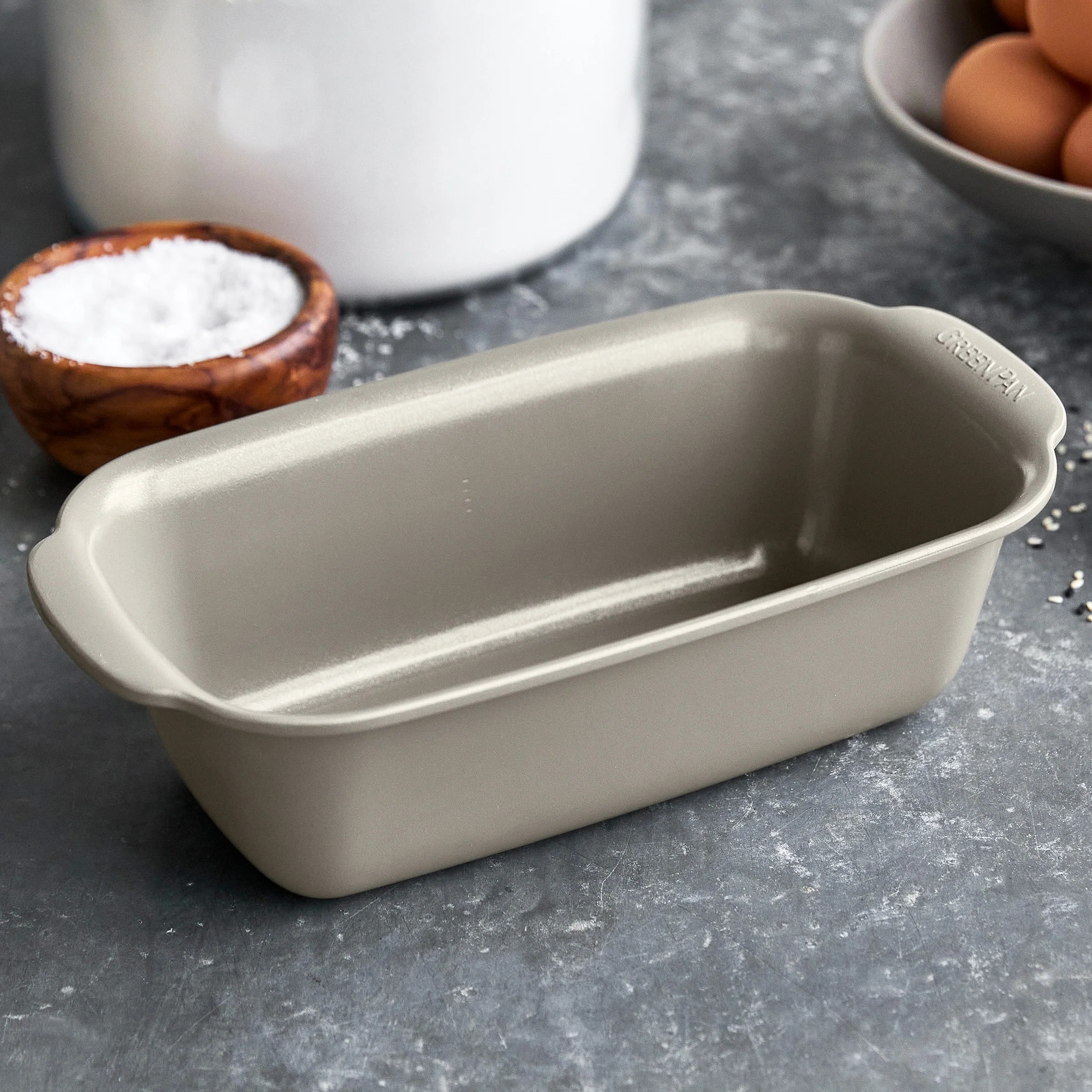 Premiere Ovenware Ceramic Nonstick 1 lb. Loaf Pan | Taupe - Image 2