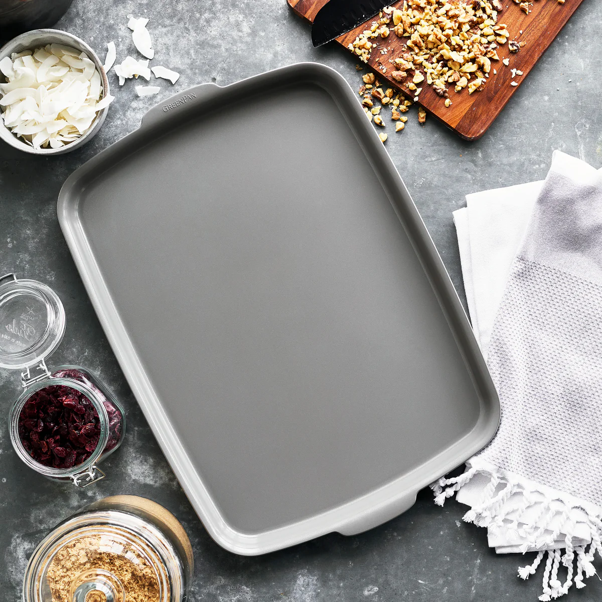Premiere Ovenware Ceramic Nonstick 18" x 13" Half Sheet Pan Set | Gray - Image 3