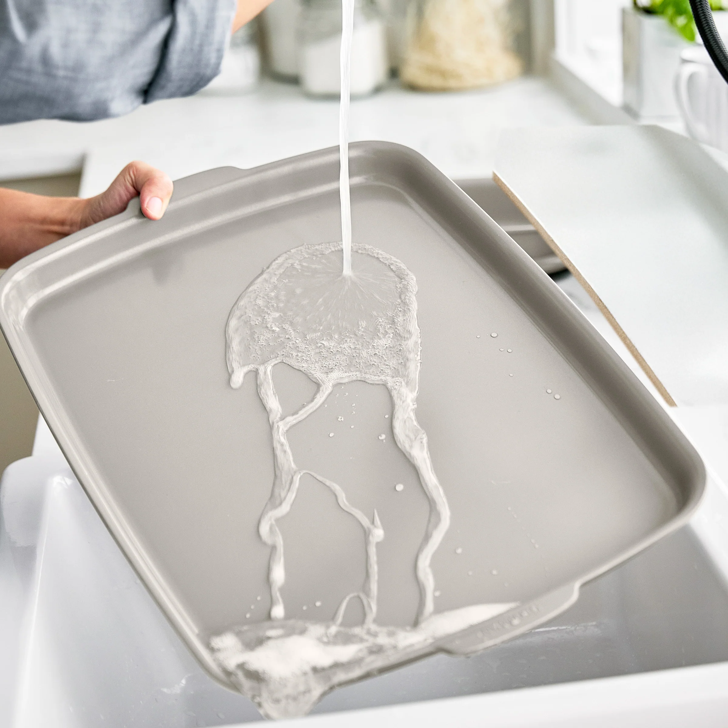 Premiere Ovenware Ceramic Nonstick 18" x 13" Half Sheet Pan Set | Taupe - Image 6