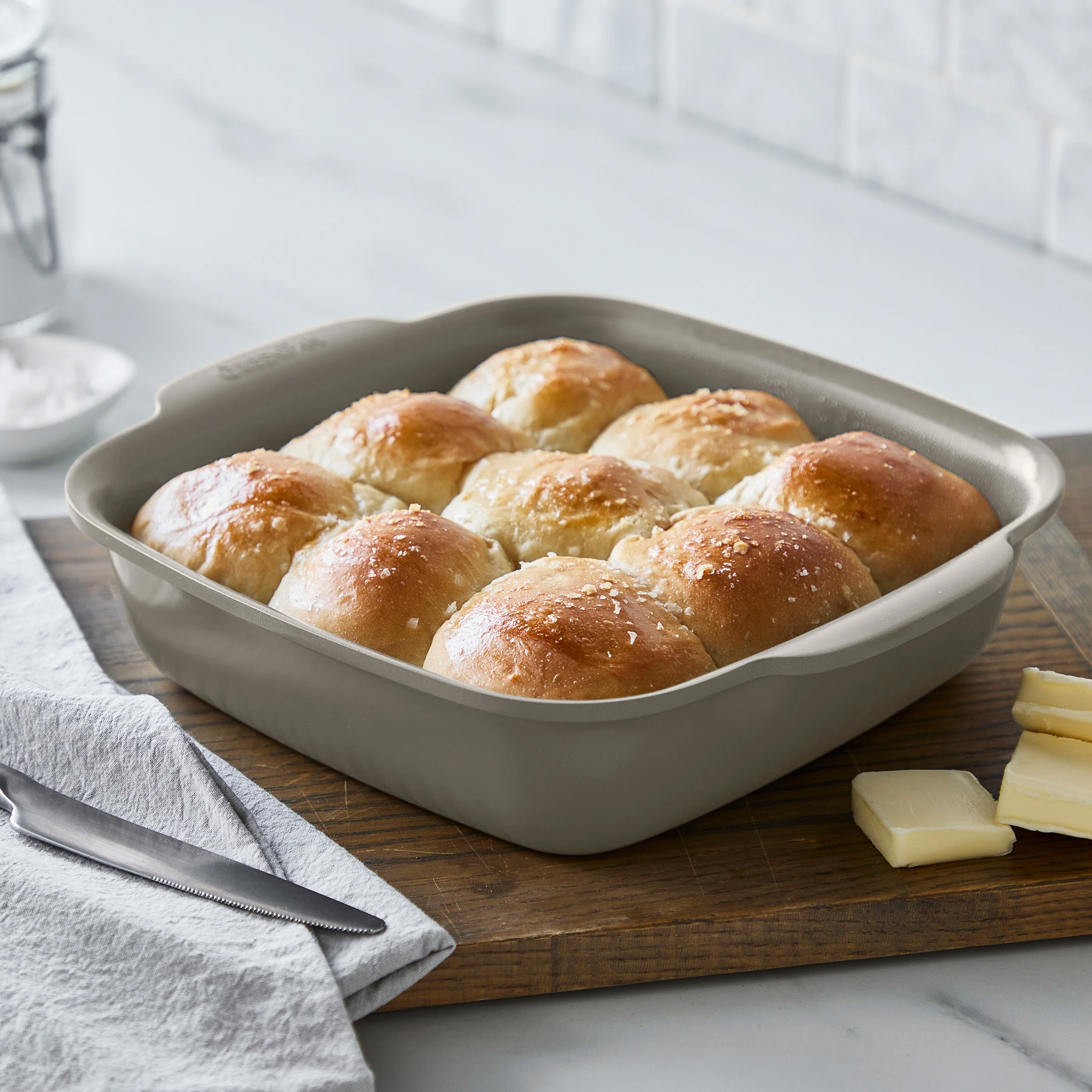 Premiere Ovenware Ceramic Nonstick 2-Piece Cake Pan Set | Taupe - Image 4