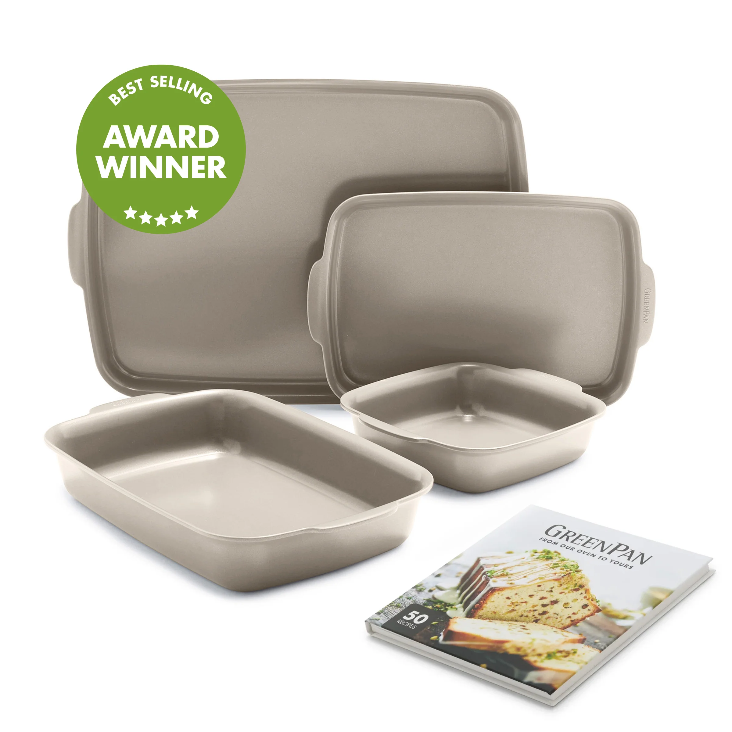 Premiere Ovenware Ceramic Nonstick 4-Piece Set | Taupe