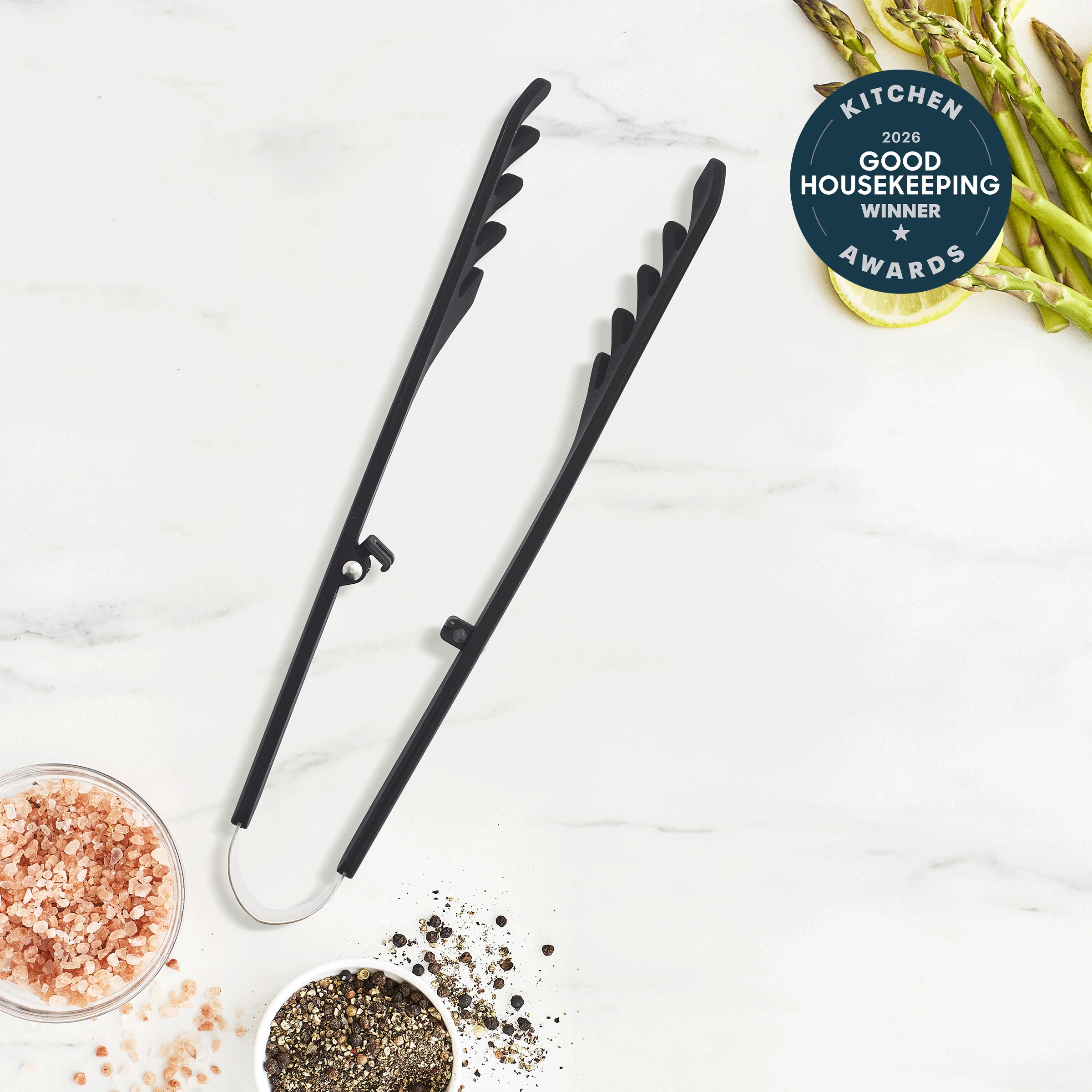 Premiere Silicone Locking Pasta Tongs | Black - Image 2