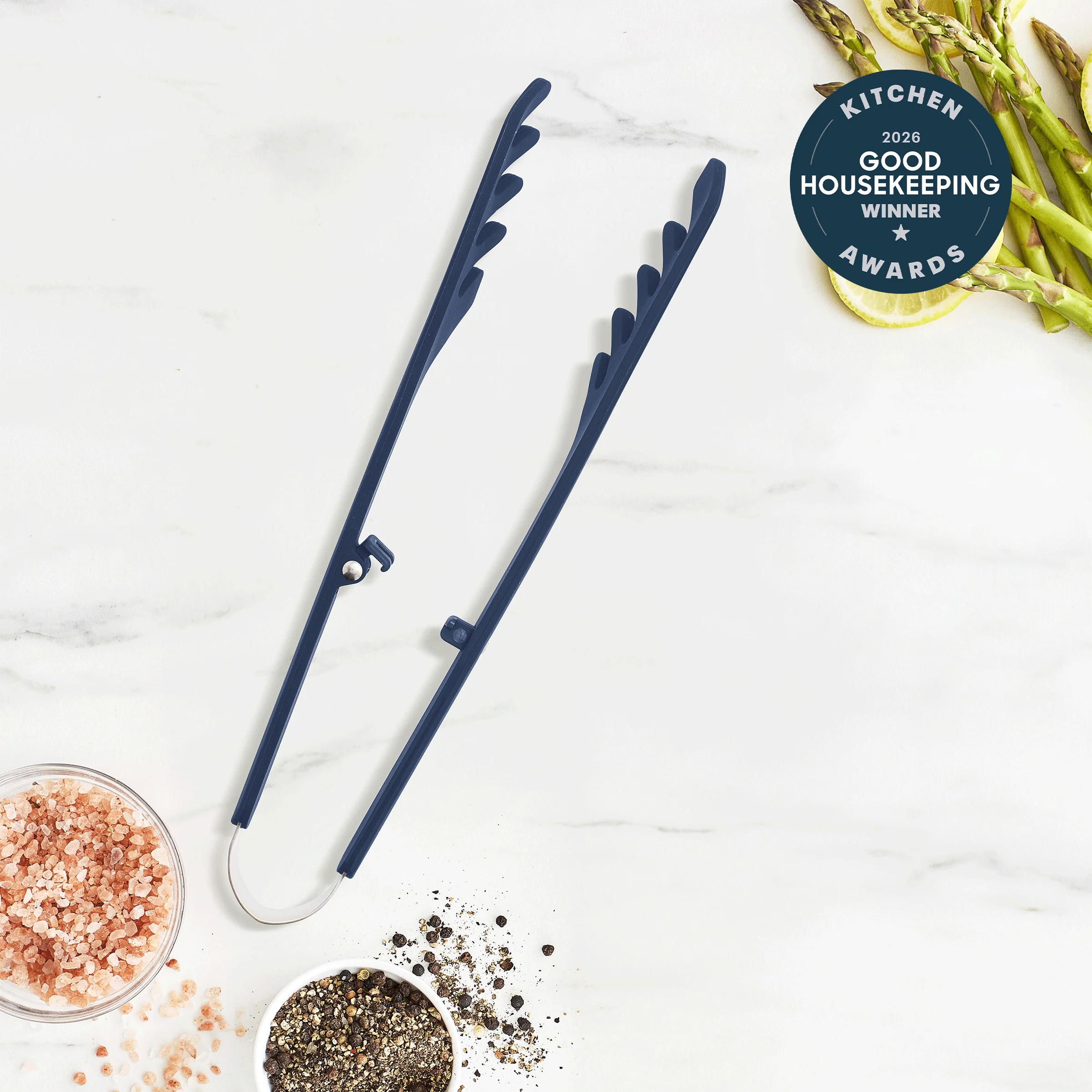 Premiere Silicone Locking Pasta Tongs | Oxford Blue - Image 2