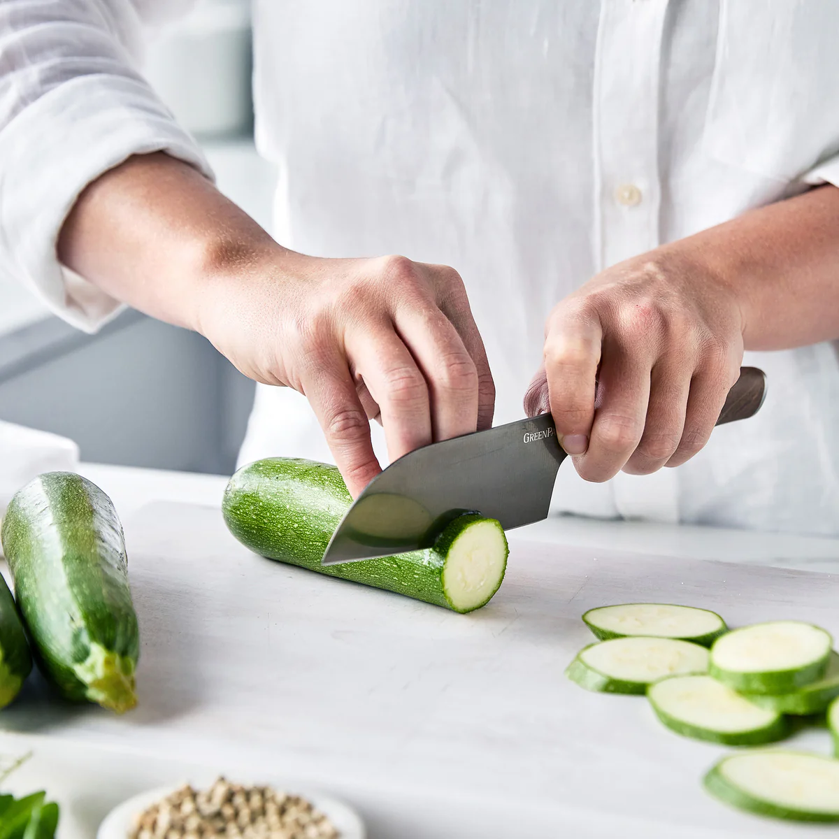 Premiere Titanium Cutlery 2-Piece Santoku Knife Set with Walnut Handles - Image 4