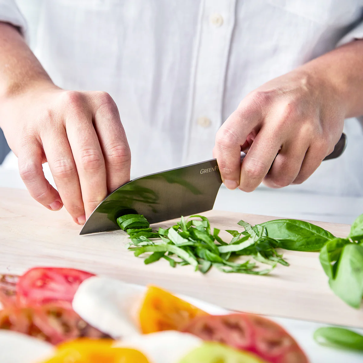 Premiere Titanium Cutlery 5" Small Santoku with Walnut Handle - Image 5