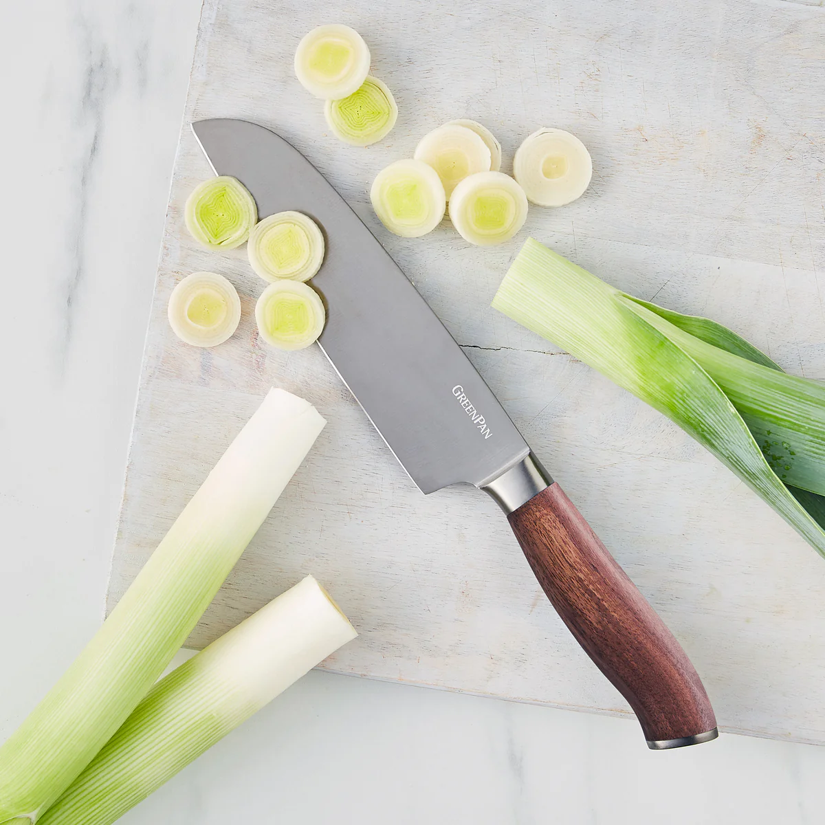 Premiere Titanium Cutlery 7" Santoku Knife with Walnut Handle - Image 3