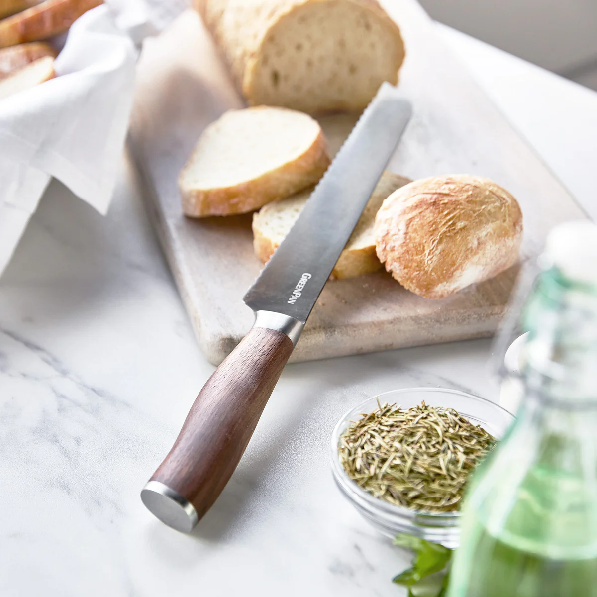 Premiere Titanium Cutlery 8" Bread Knife with Walnut Handle - Image 3
