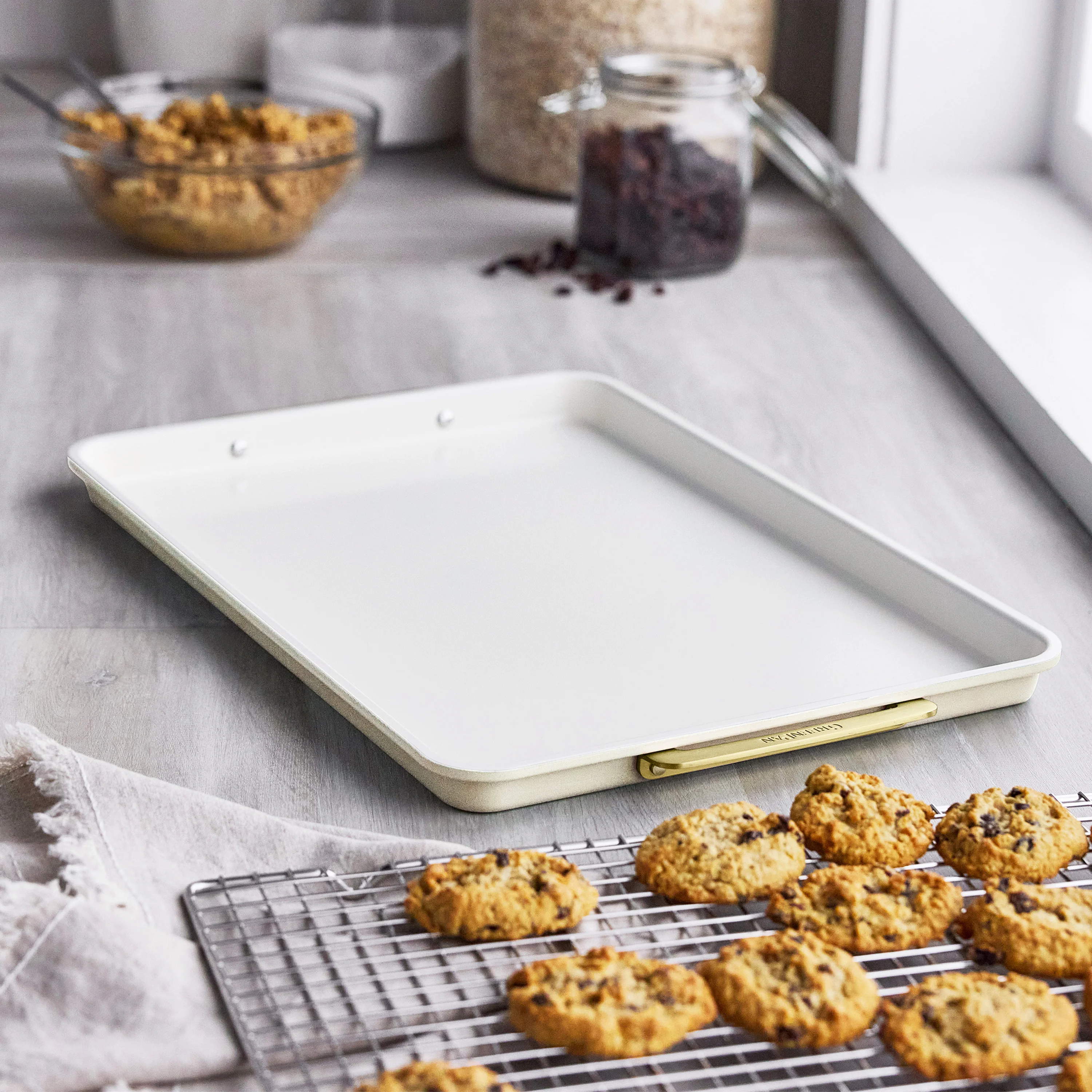 Reserve Bakeware 13" x 18" Half Sheet Pan with Cooling Rack | Cream - Image 2