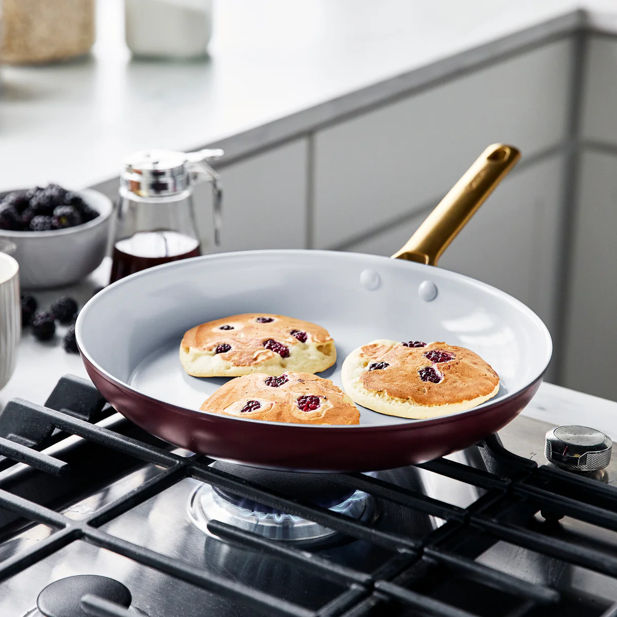 Reserve Ceramic Nonstick 10" and 12" Frypan Set | Burgundy - Image 4
